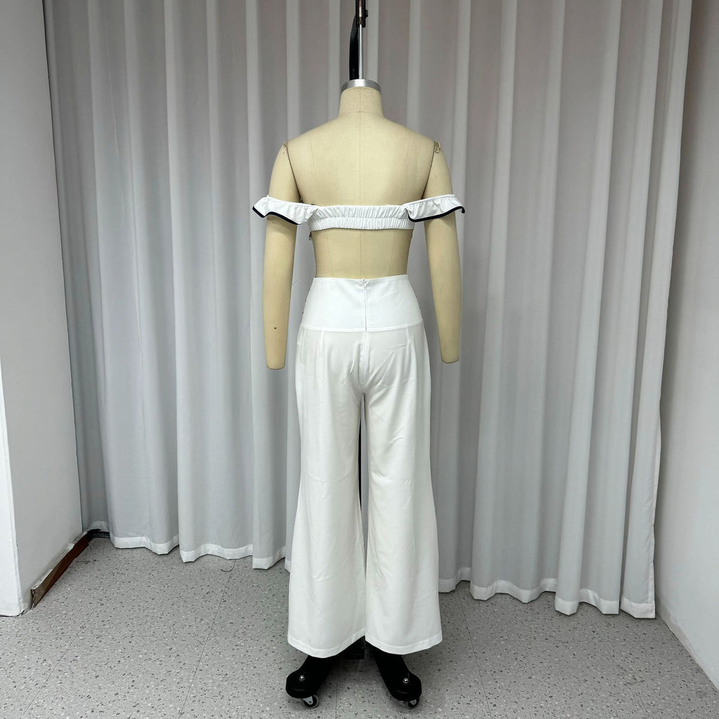 Women's Fashion Casual Off-shoulder Solid Color Two-piece Set - enhanced image 6