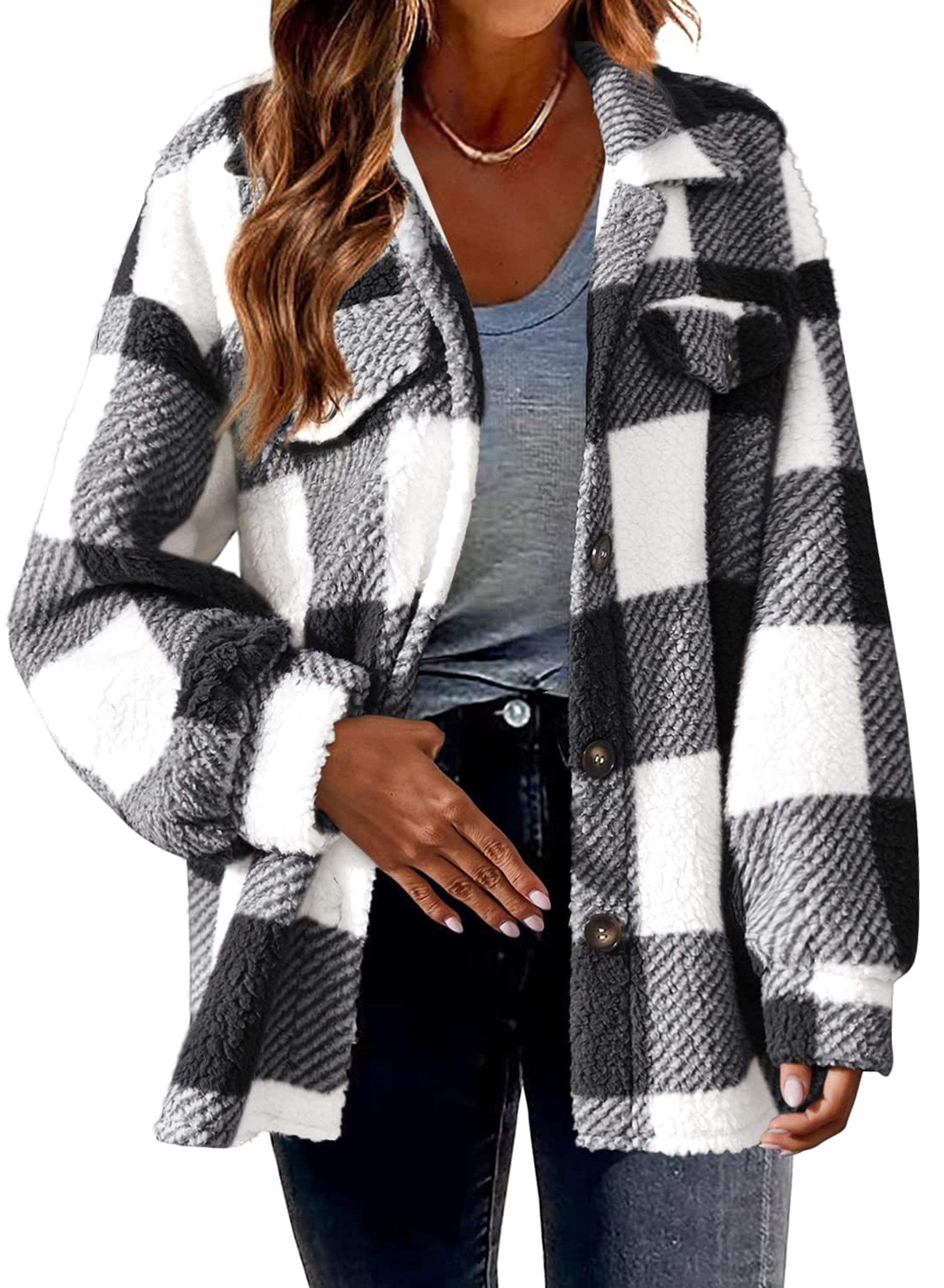 Women's Fashion Jacket Button Plush Coat - enhanced image 6