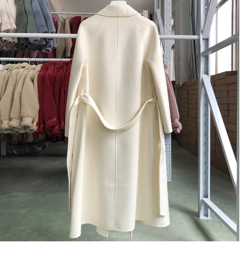Women's Long Water Ripple Double-Sided Wool Coat – Elegant & Versatile Winter Wear - enhanced image 6