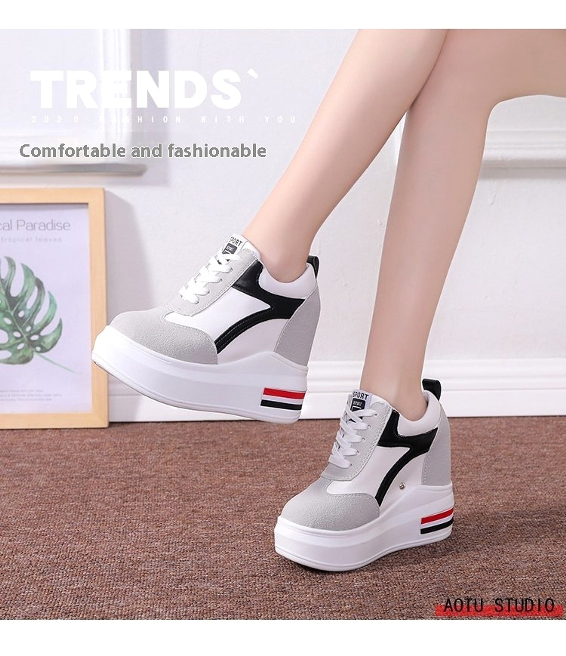 Women's Platform Height Increasing Insole Casual Shoes - enhanced image 6