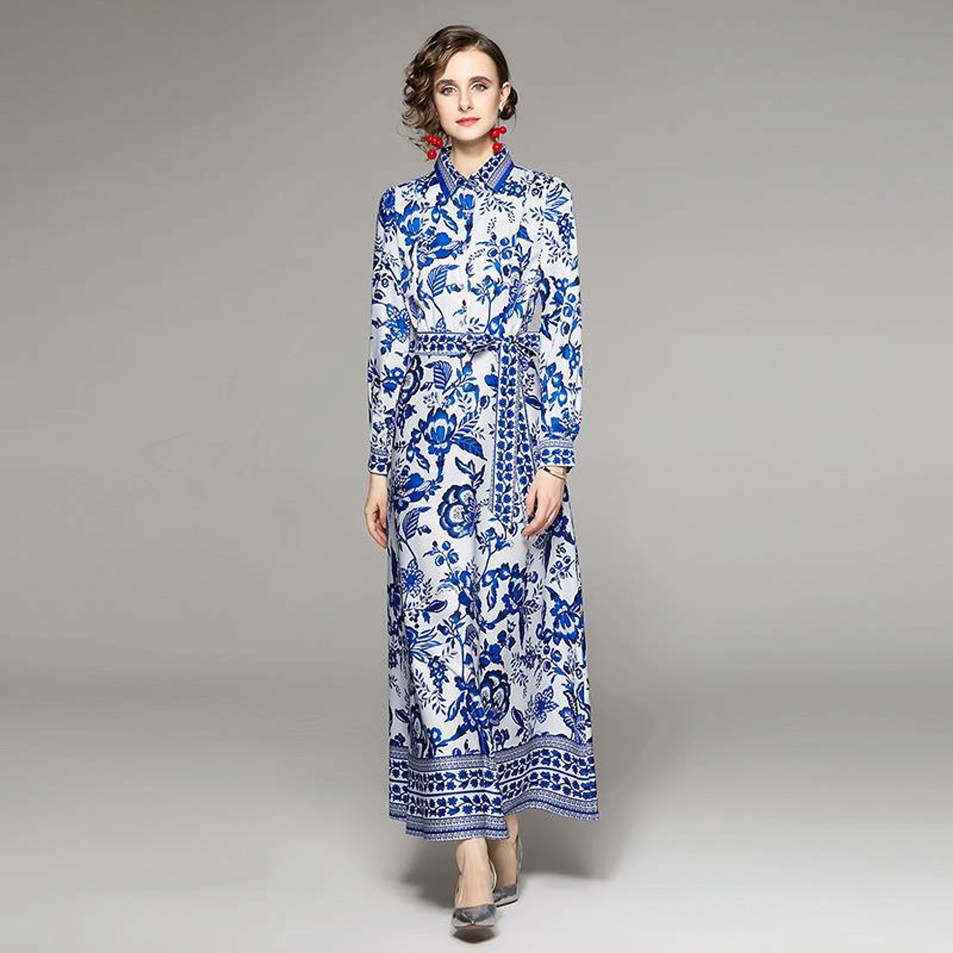 Women's Printed Long Sleeve Dress - enhanced image 6