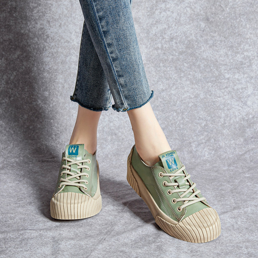 Women's Soft Bottom Skateboard Shoes All-Match Platform Lace-up - enhanced image 6