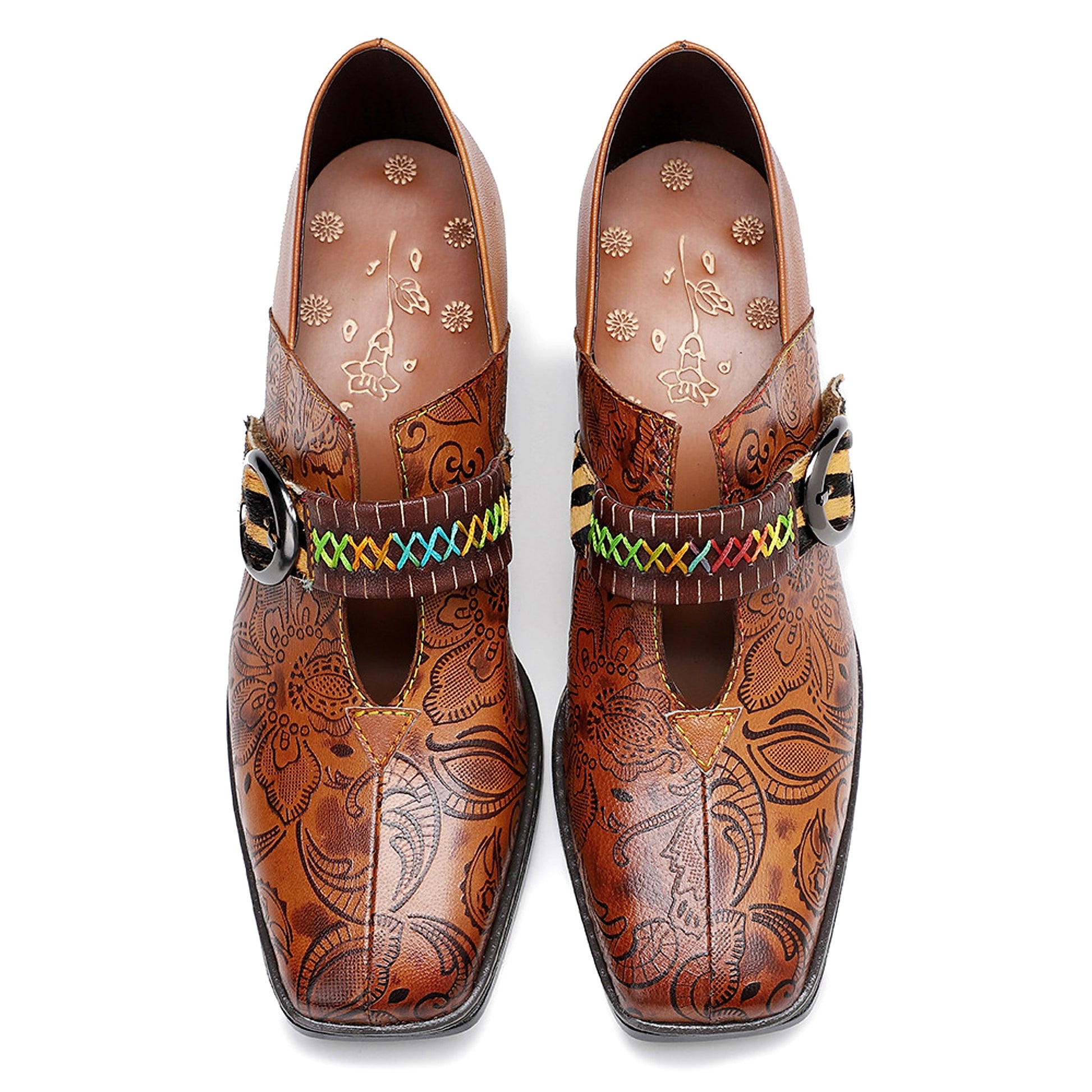 Women's thick heel leather shoes - enhanced image 6