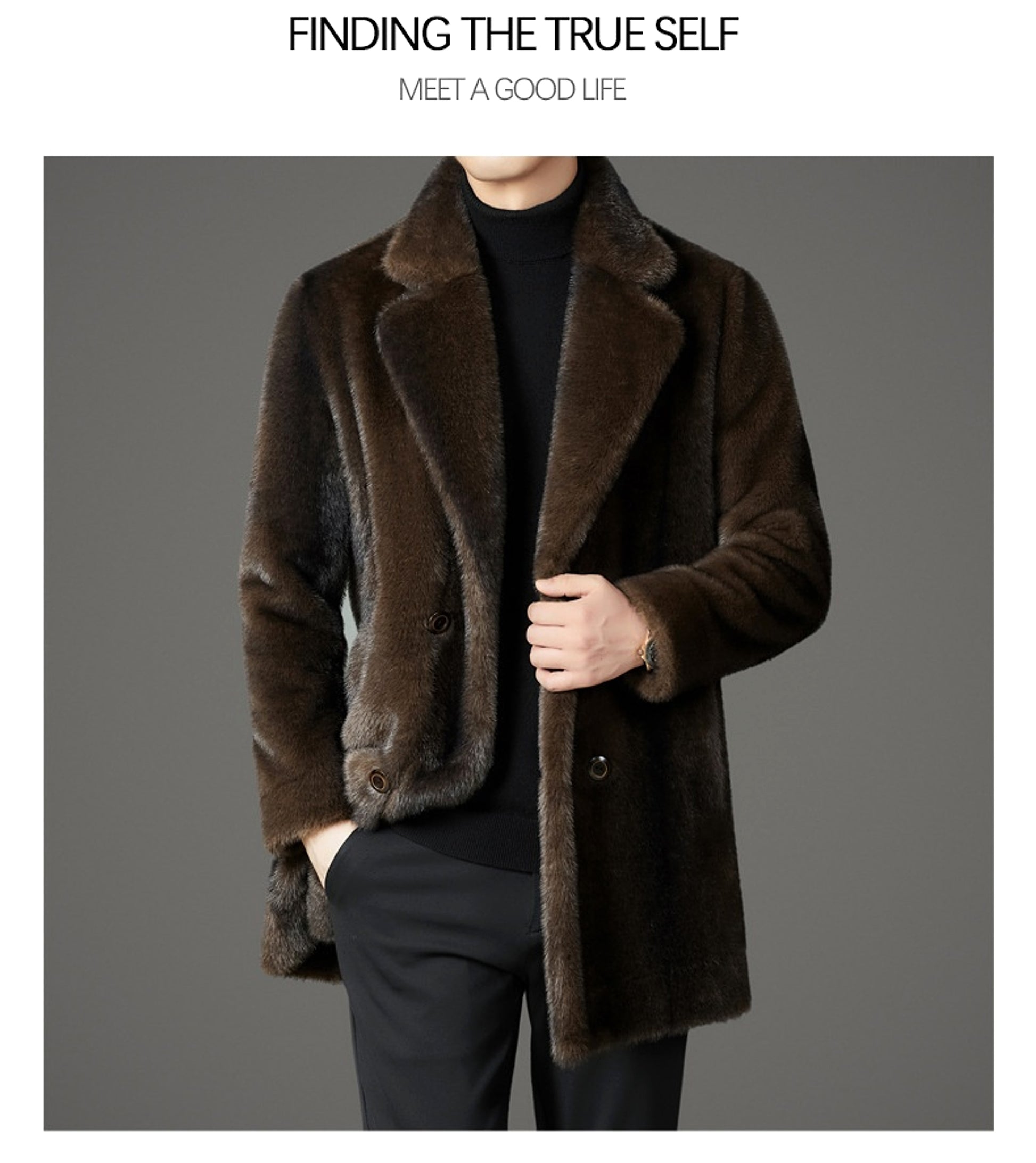 Xuelan Mink Fur Warm Coat On Both Sides Jacket Ment - enhanced image 6