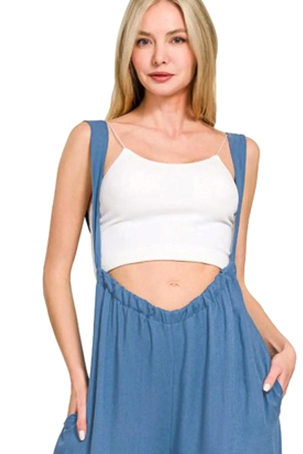 Zenana Woven Tie Back Suspender Jumpsuit - enhanced image 6