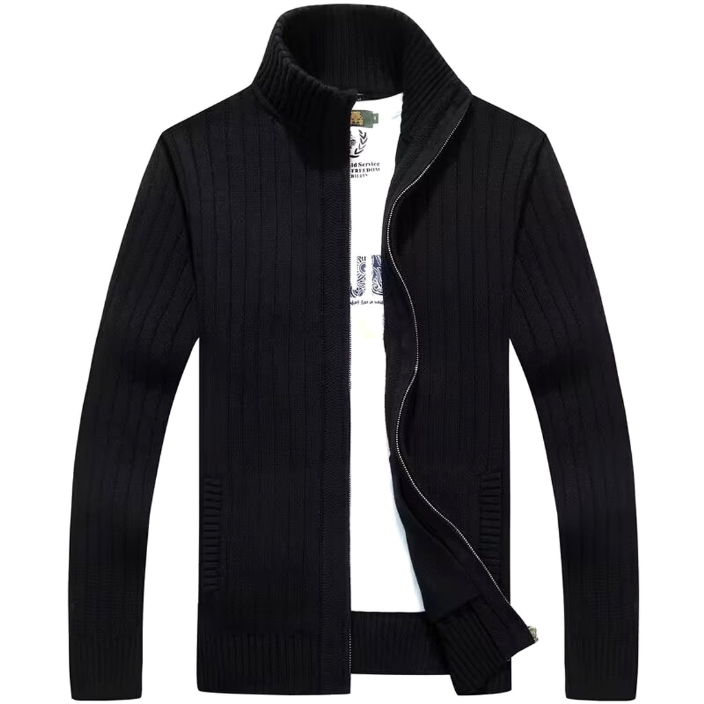 Zipper Outerwear Sweater Coat For Men Fleece-lined Thickened Winter - enhanced image 6