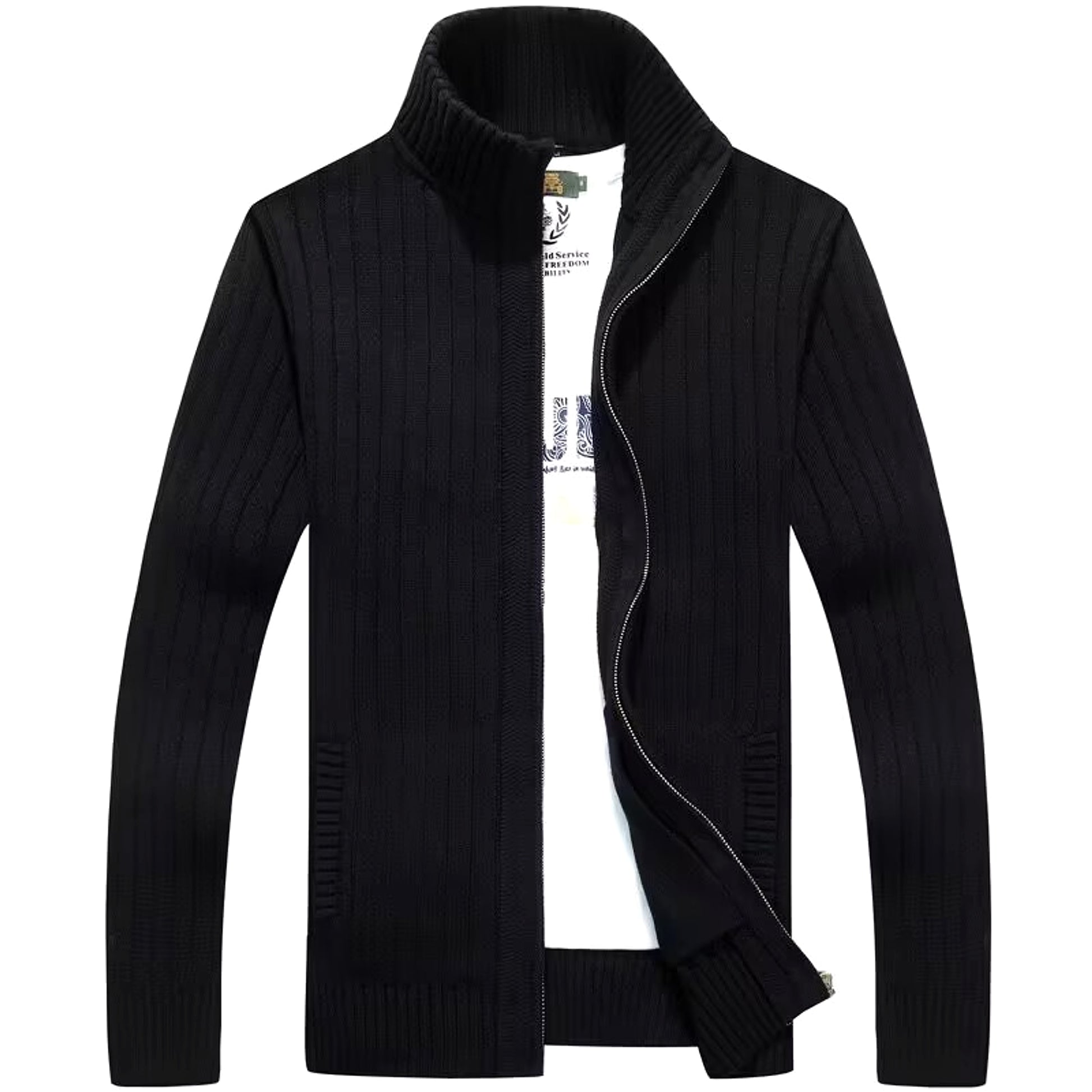 Zipper Outerwear Sweater Coat For Men Fleece-lined Thickened Winter - enhanced image 6