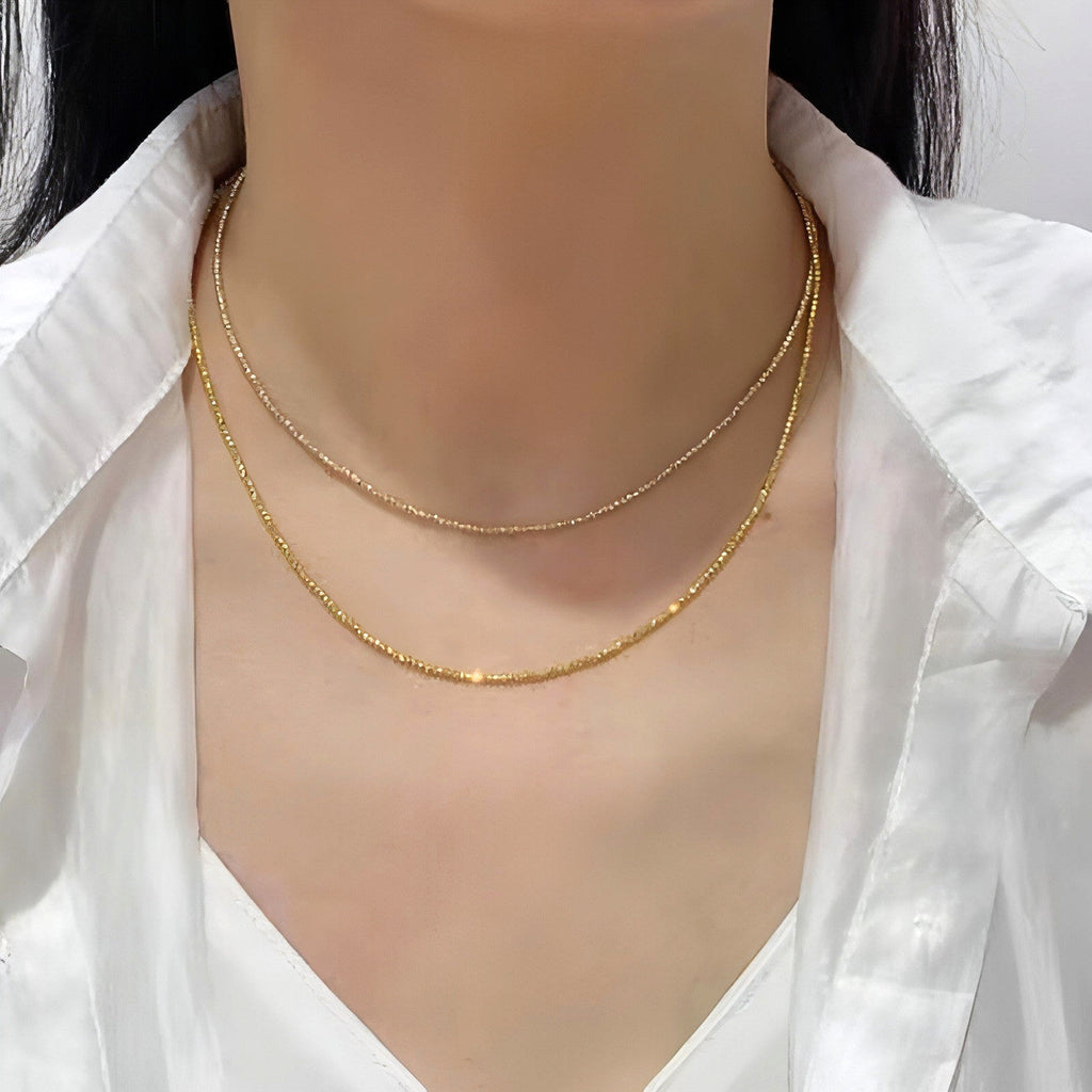 Elegant 18K Gold Bungee Wave Bead Necklace - enhanced image 7