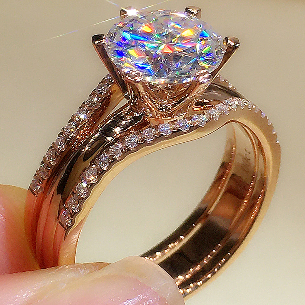 Versatile Elegance: 18K Gold Moissanite Ring Duo - enhanced image 7