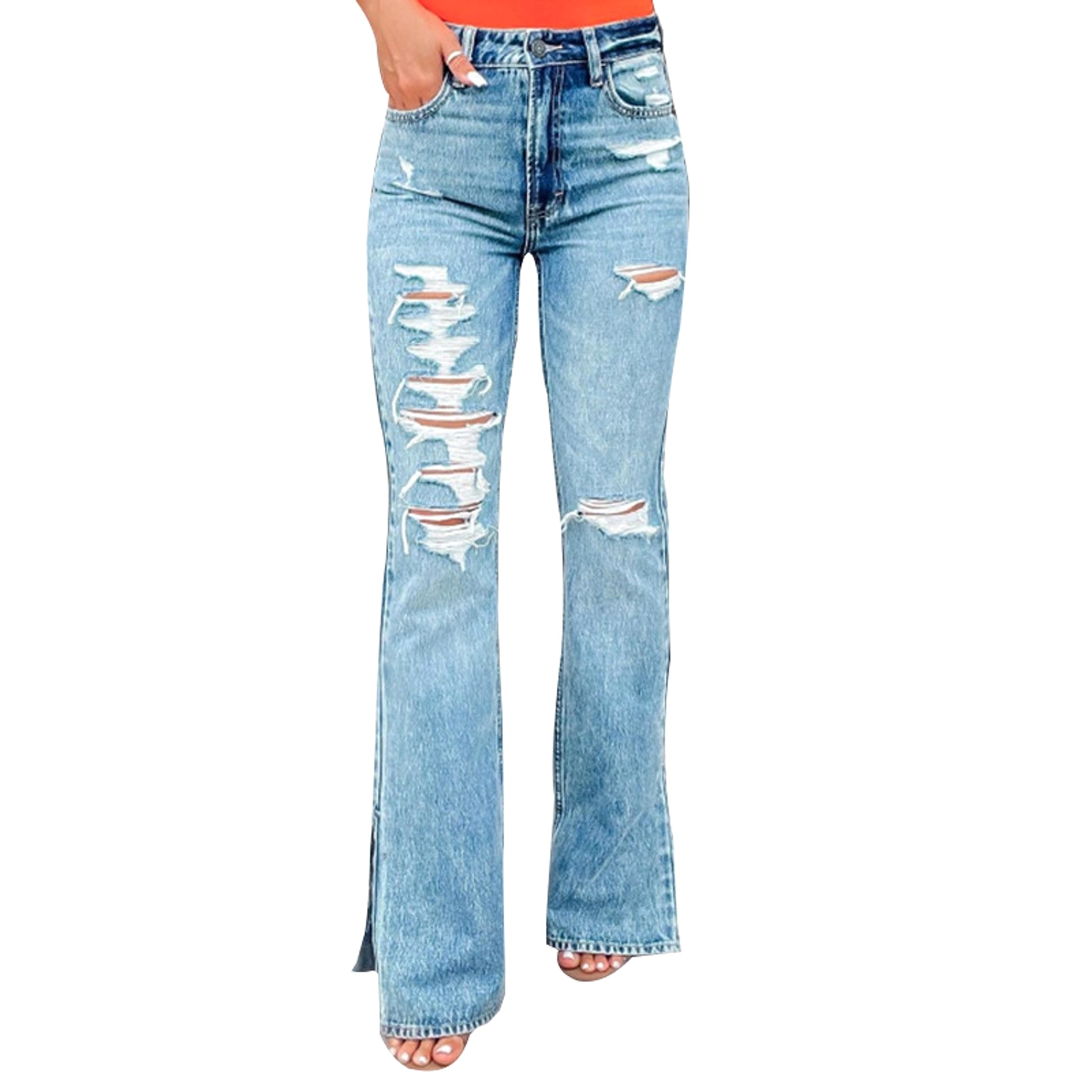 25 Edition – High Waist Ripped Split Stretch Jeans for Women - enhanced image 7