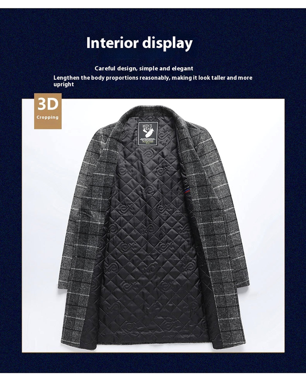 25 Edition – Men’s Wool-Blend Plaid Business Overcoat (Mid-Length) - enhanced image 7