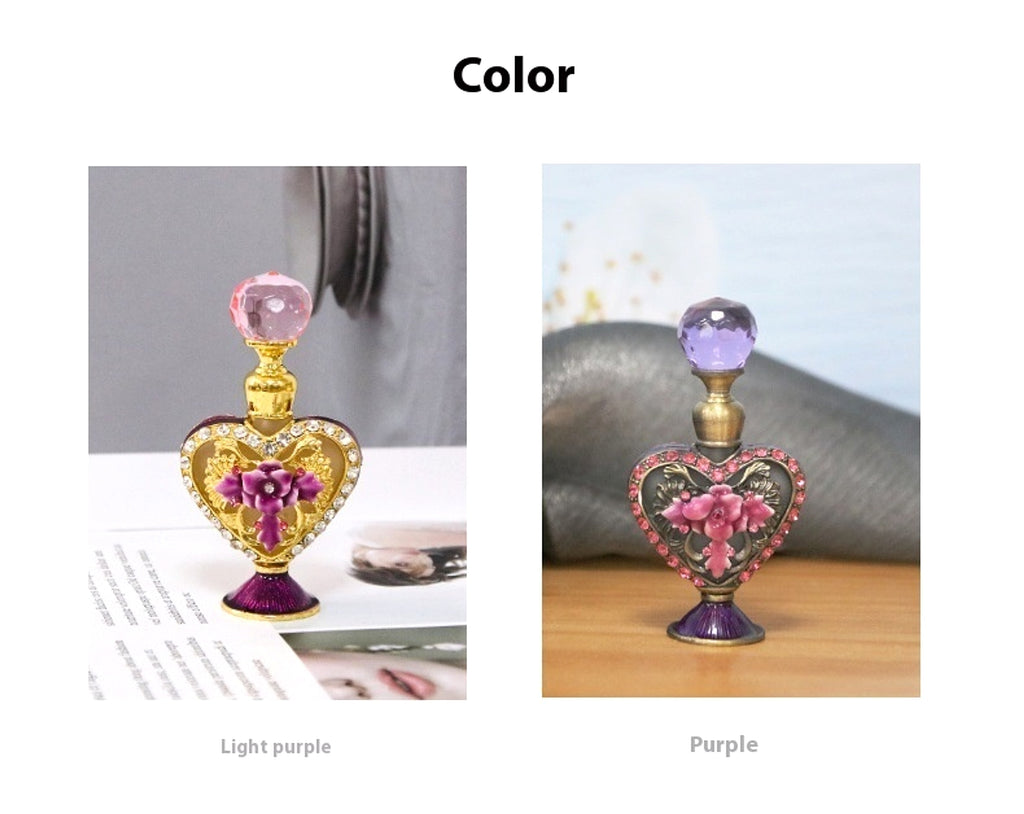 Magical 4ml Small Heart-shaped Hand Painting Flower Rhinestone-embedded Perfume Bottle - enhanced image 7