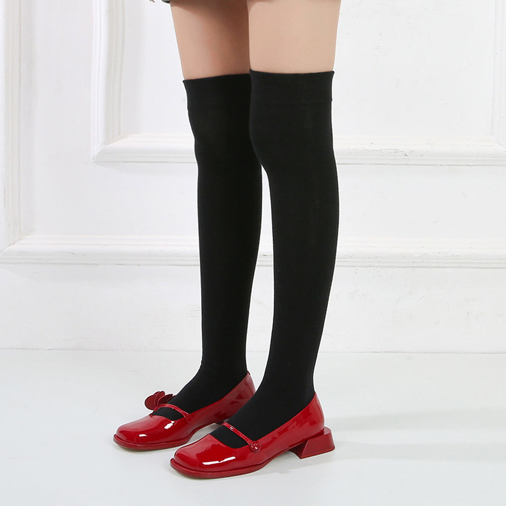 A Rose Single Shoe Square Toe Low-heel Bridal Shoes - enhanced image 7