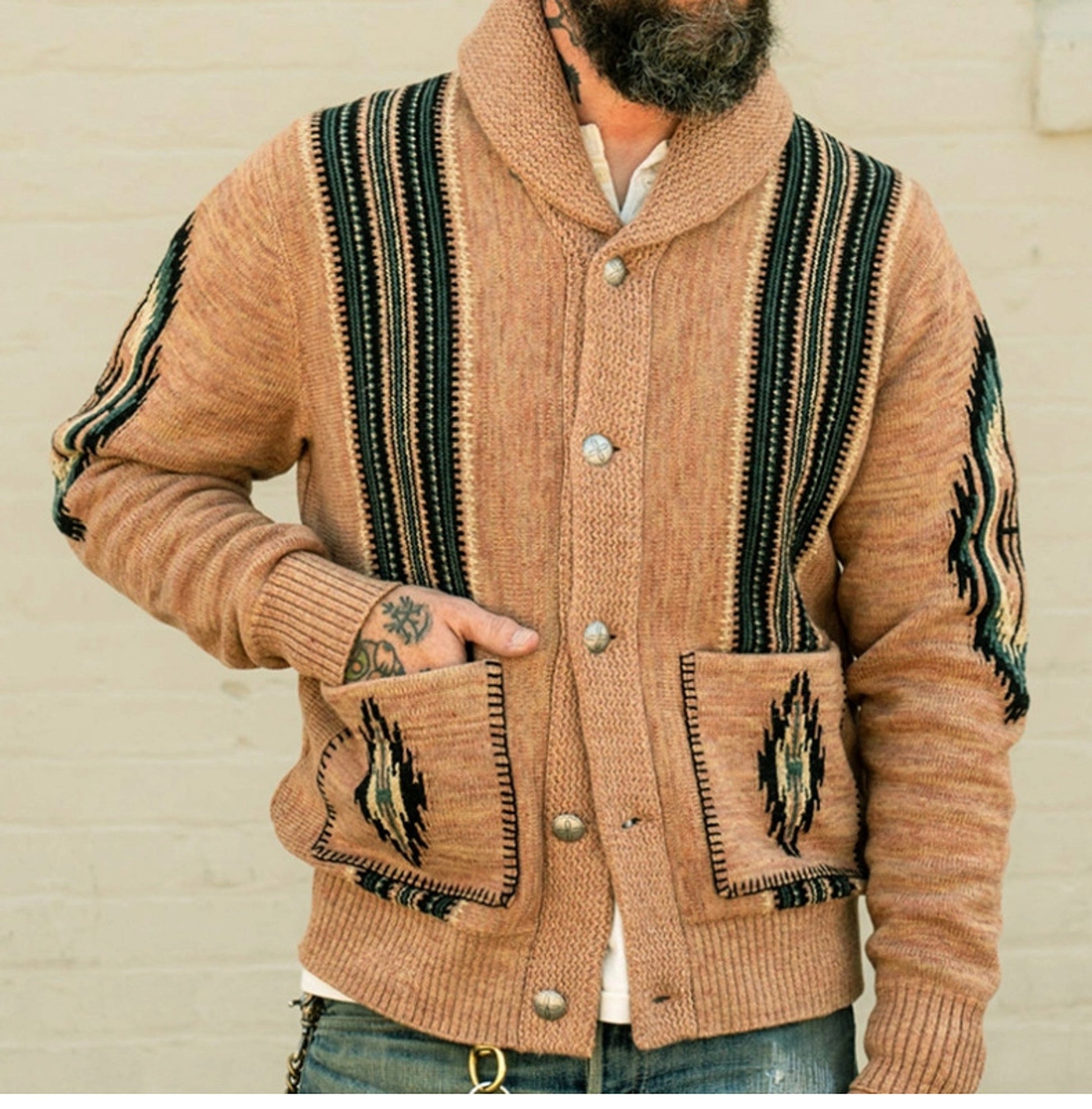Autumn And Winter Jacquard Sweater Coat - enhanced image 7