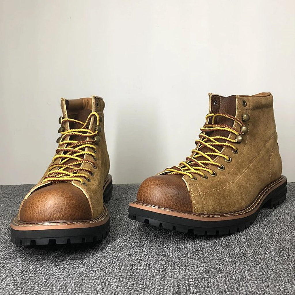 Autumn And Winter Men's Round Toe Fashion Casual Leather Shoes Martin Boots - enhanced image 7