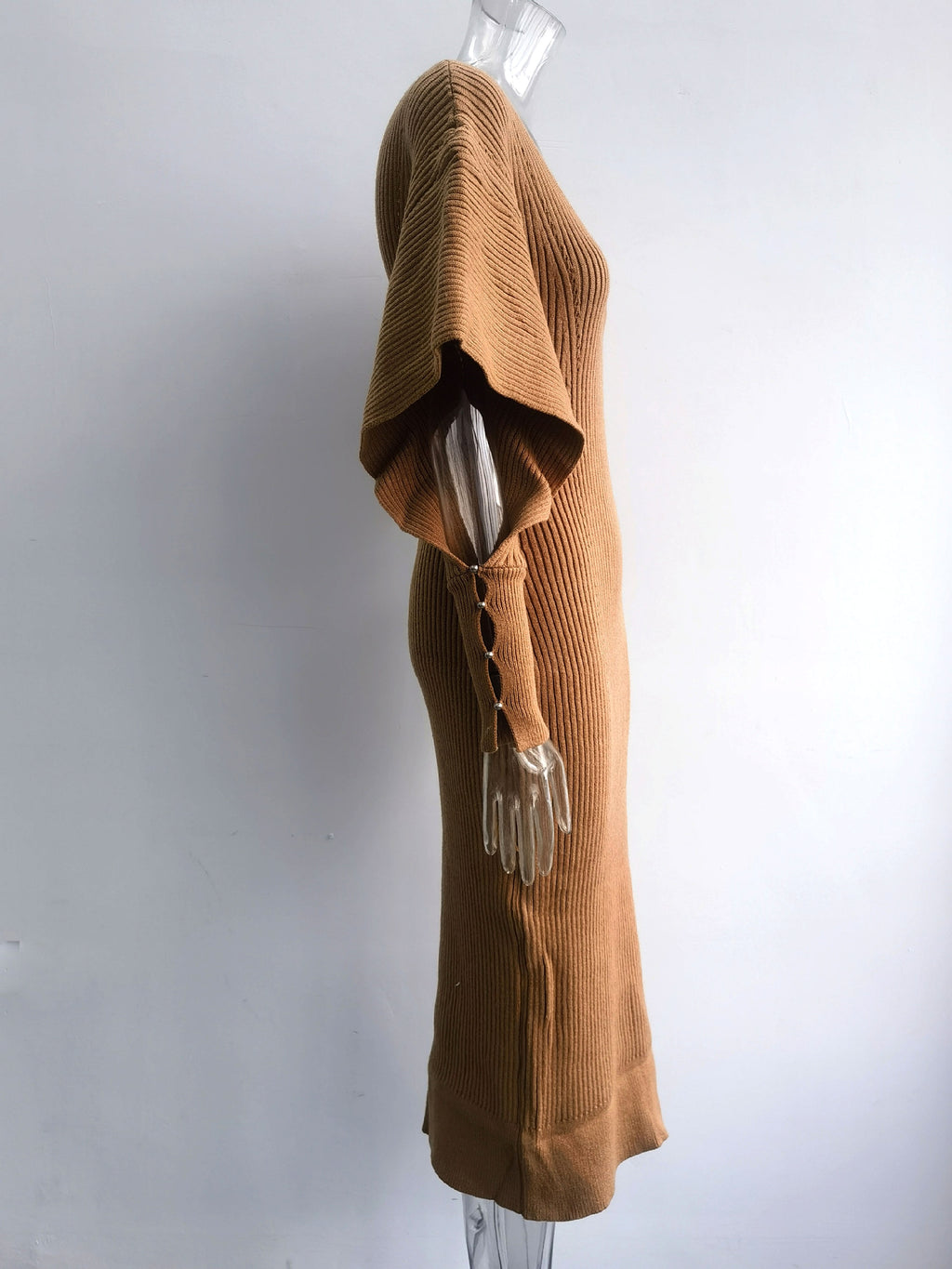 Autumn And Winter Urban Wind Casual Dolman Sleeve Wool Dress - enhanced image 7