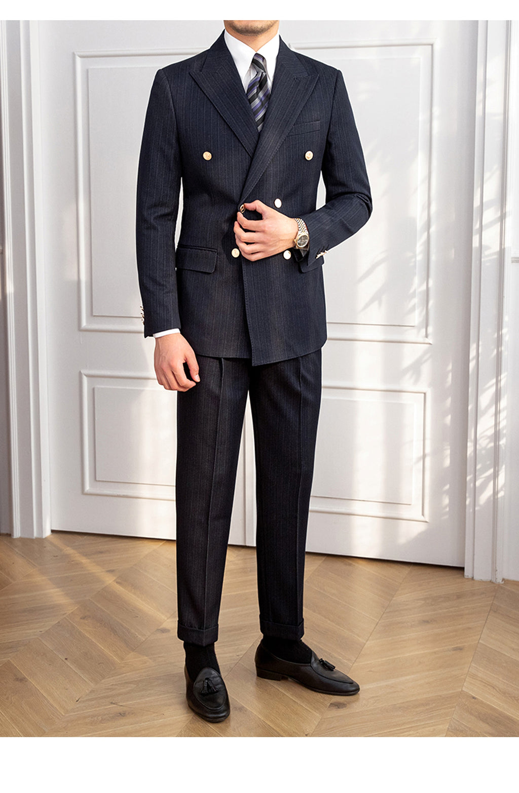 Gentluxe™ – Autumn Double-Breasted Slim Fit Suit - enhanced image 7