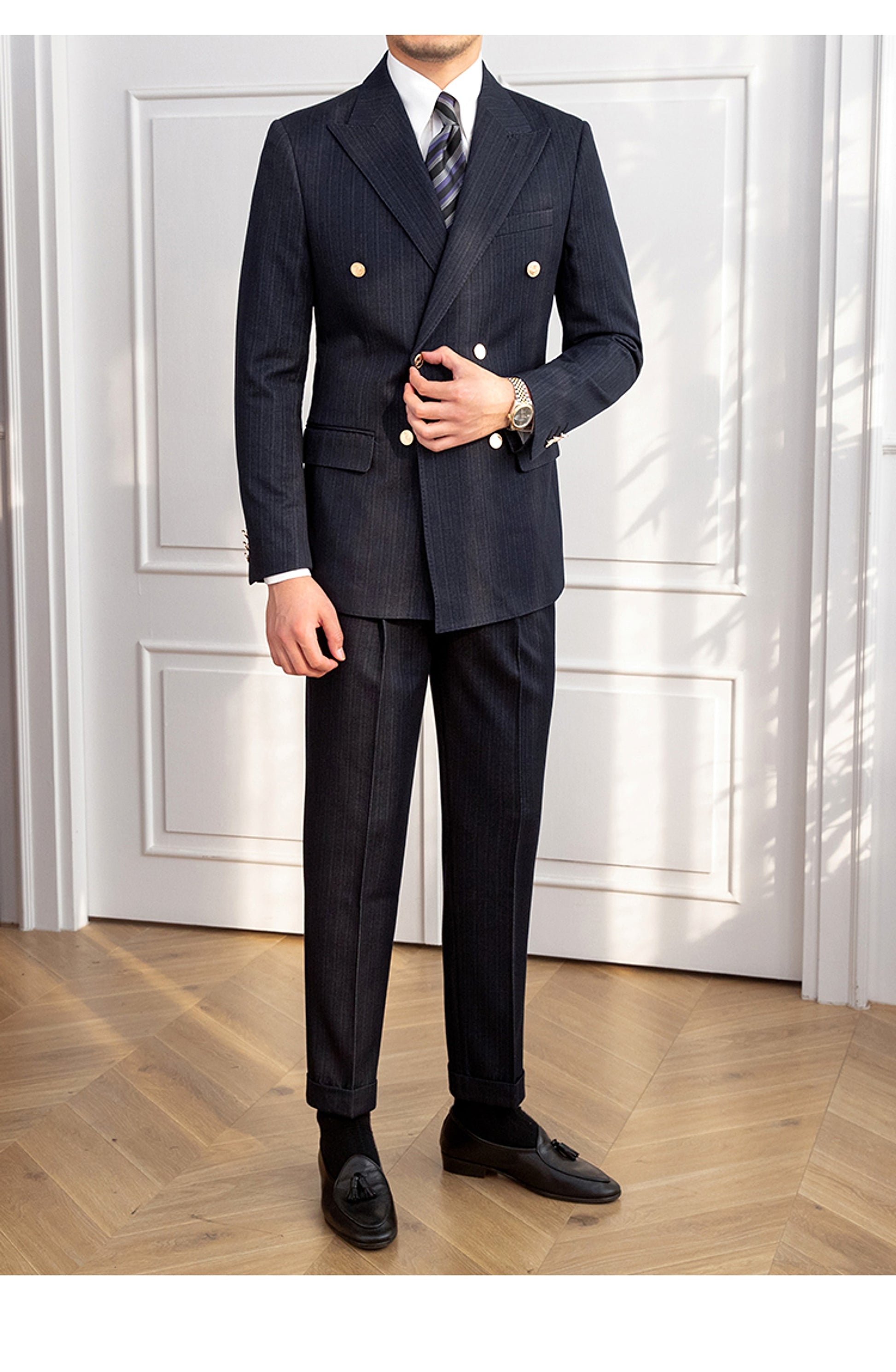 Gentluxe™ – Autumn Double-Breasted Slim Fit Suit - enhanced image 7
