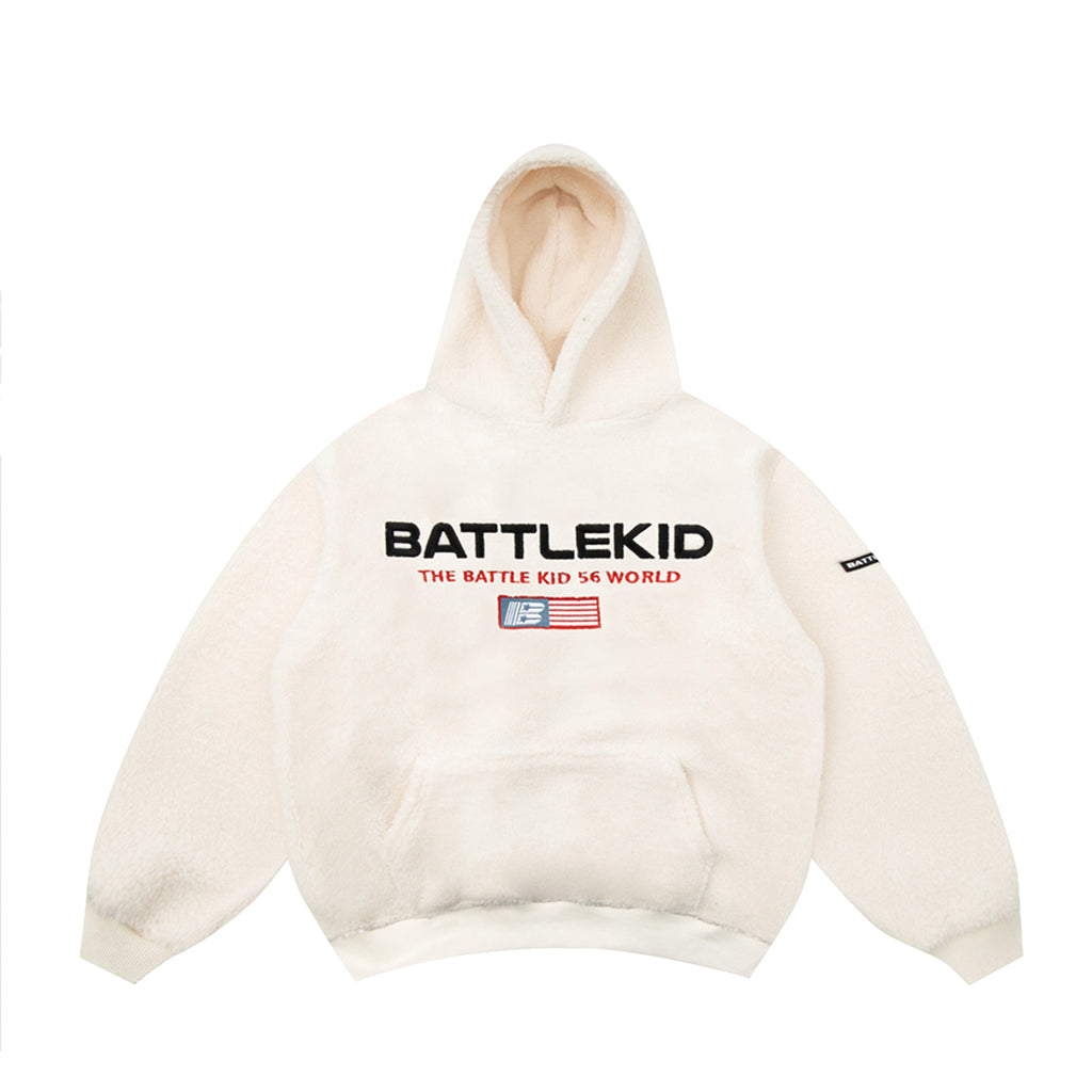 BATTLEKID - Lamb Wool Alphabet Embroidery Hooded Sweater Men - enhanced image 7