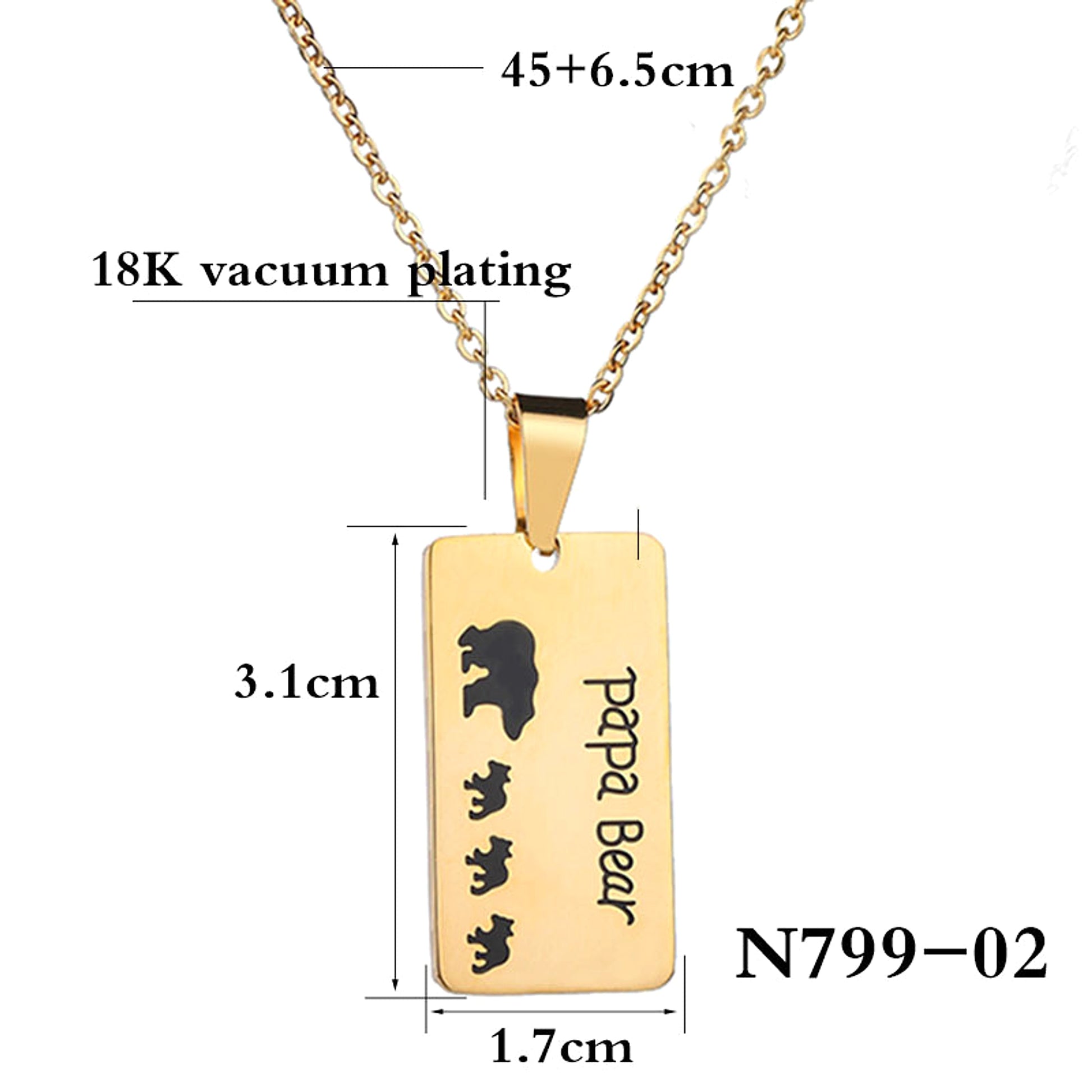 Bear Pendant Stainless Steel Oil Drop Necklace Daddy Necklace - enhanced image 7