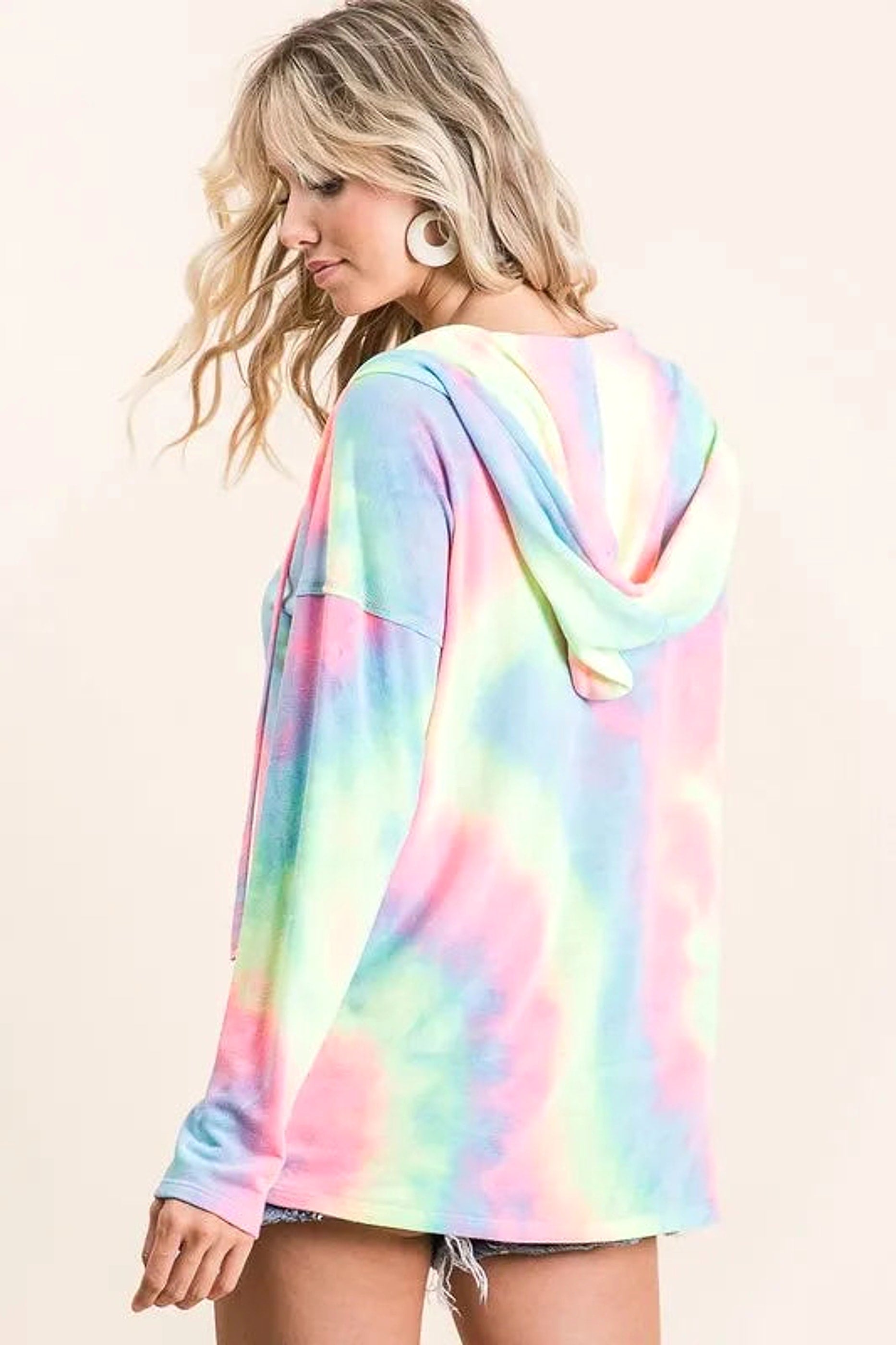 BiBi Tie Dye Terry Long Sleeve Hoodie - enhanced image 7
