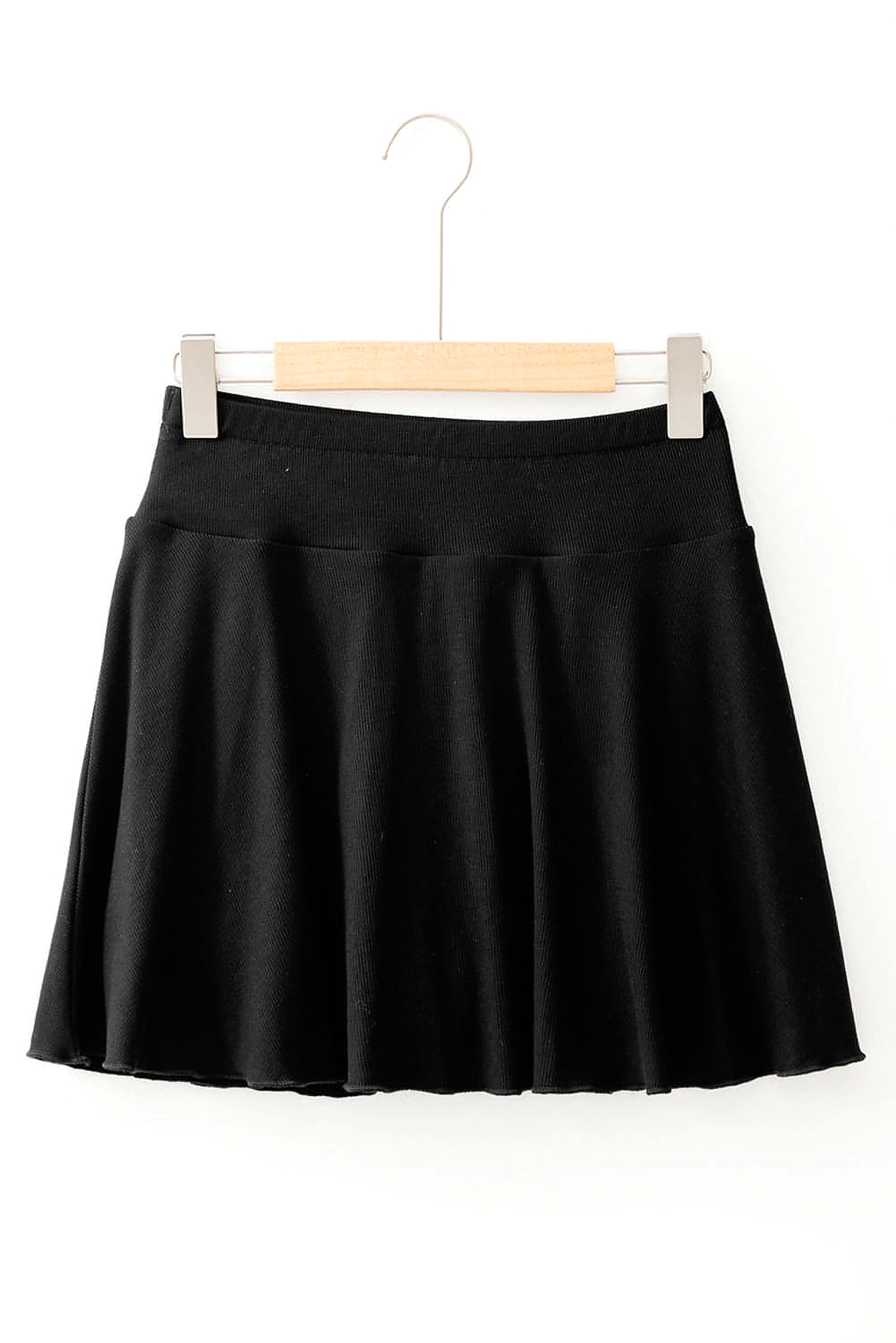 Black A-line Draped High Waist Phone Pocket Lined Skort - enhanced image 7