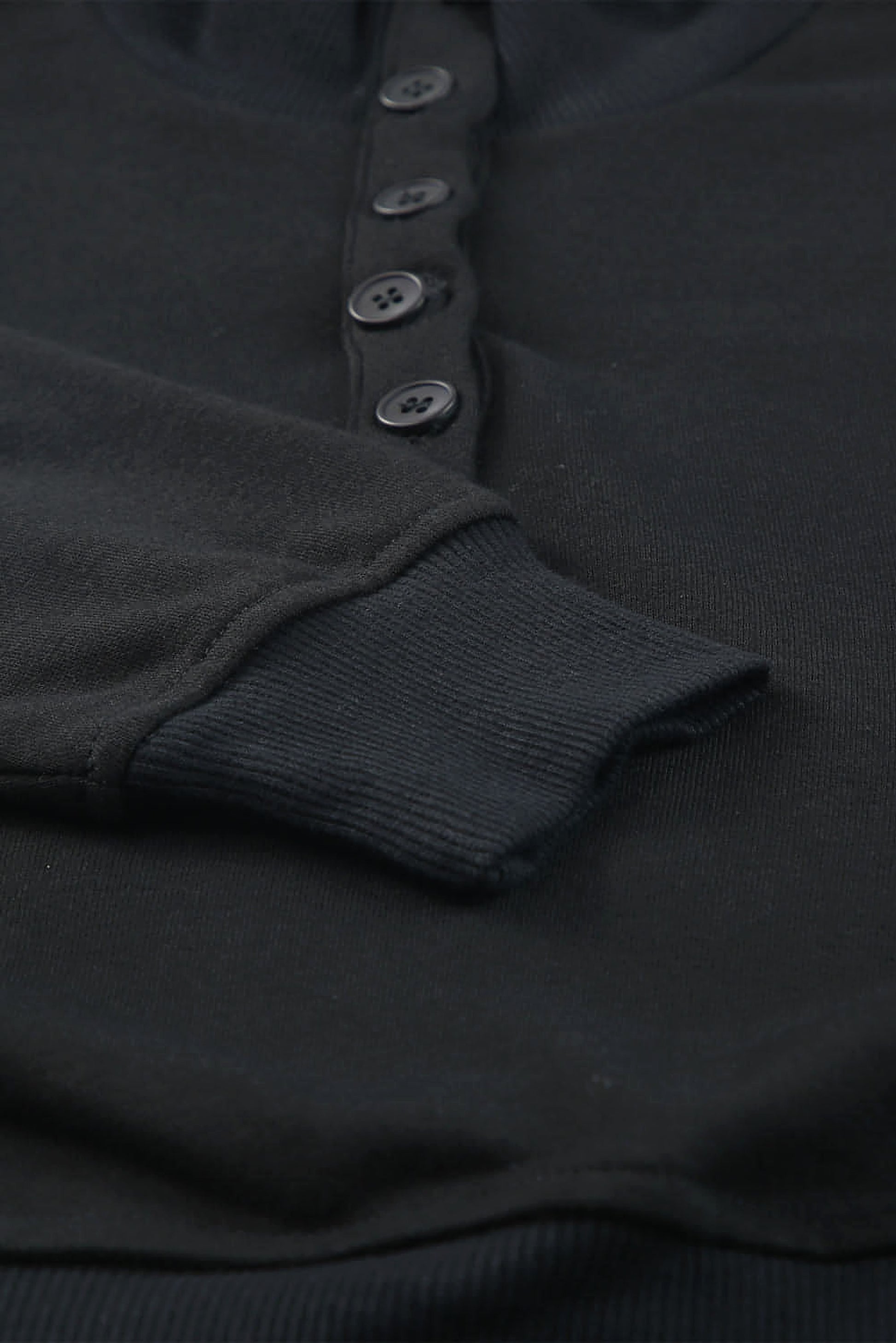 Black Casual High Neck Henley Top and Short Outfit - enhanced image 7
