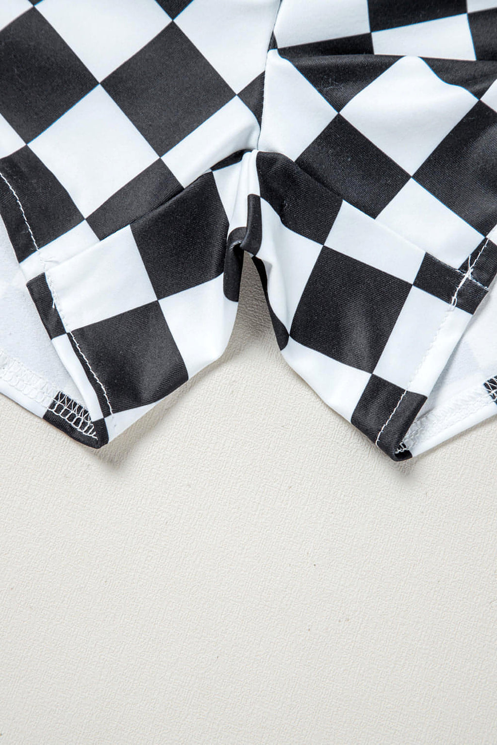 Black Checkered Print High Waist Casual Shorts - enhanced image 7