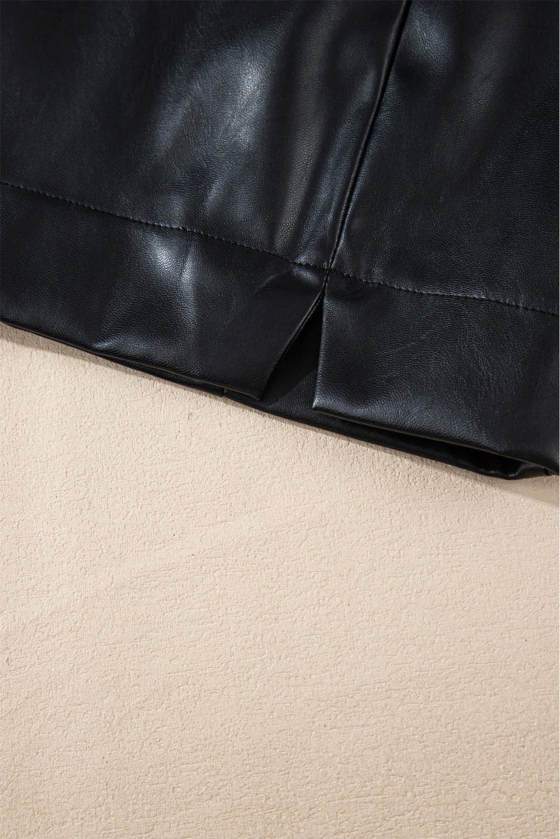 Black PU Leather Side Slits Slim Fit High Waist Mini Skirt - enhanced image 7