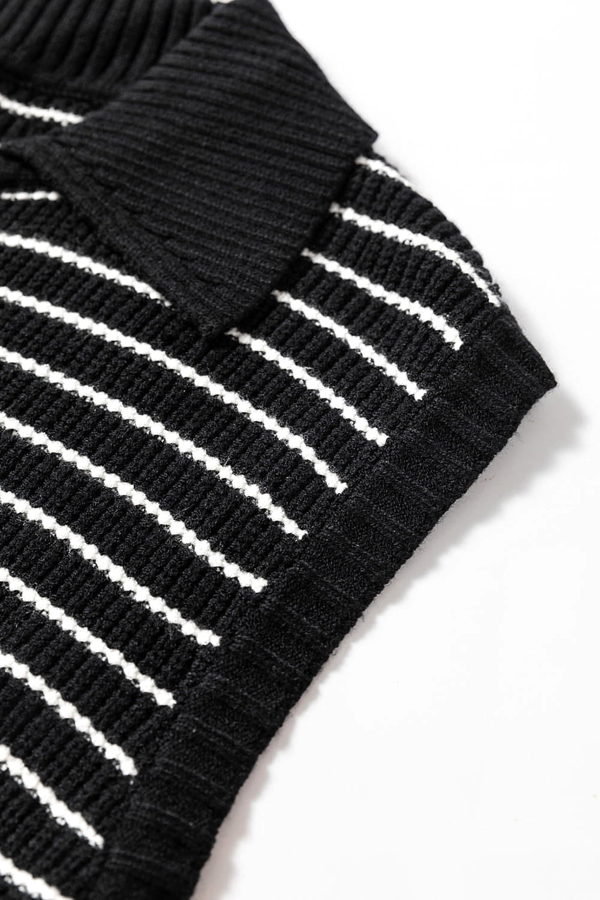 Black Stripe Turn-down V Neck Sweater Tank Top - enhanced image 7