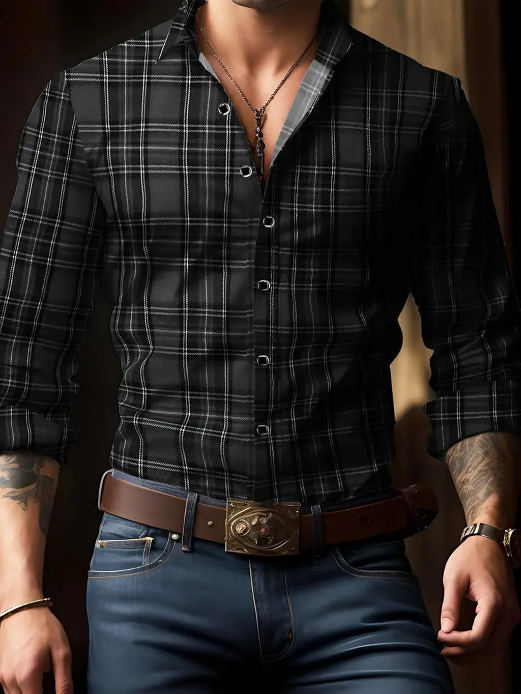 Volkswagen Casual Men's Lattice Long-Sleeve Shirt – Breathable & Versatile - enhanced image 7