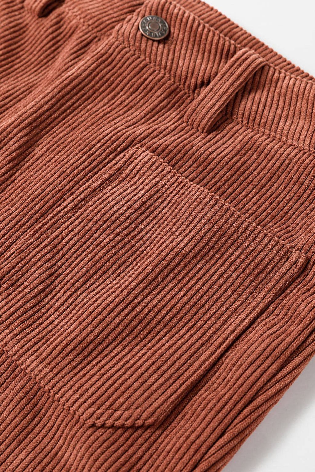 Brown High Waist Square Pockets Corduroy Pants - enhanced image 7