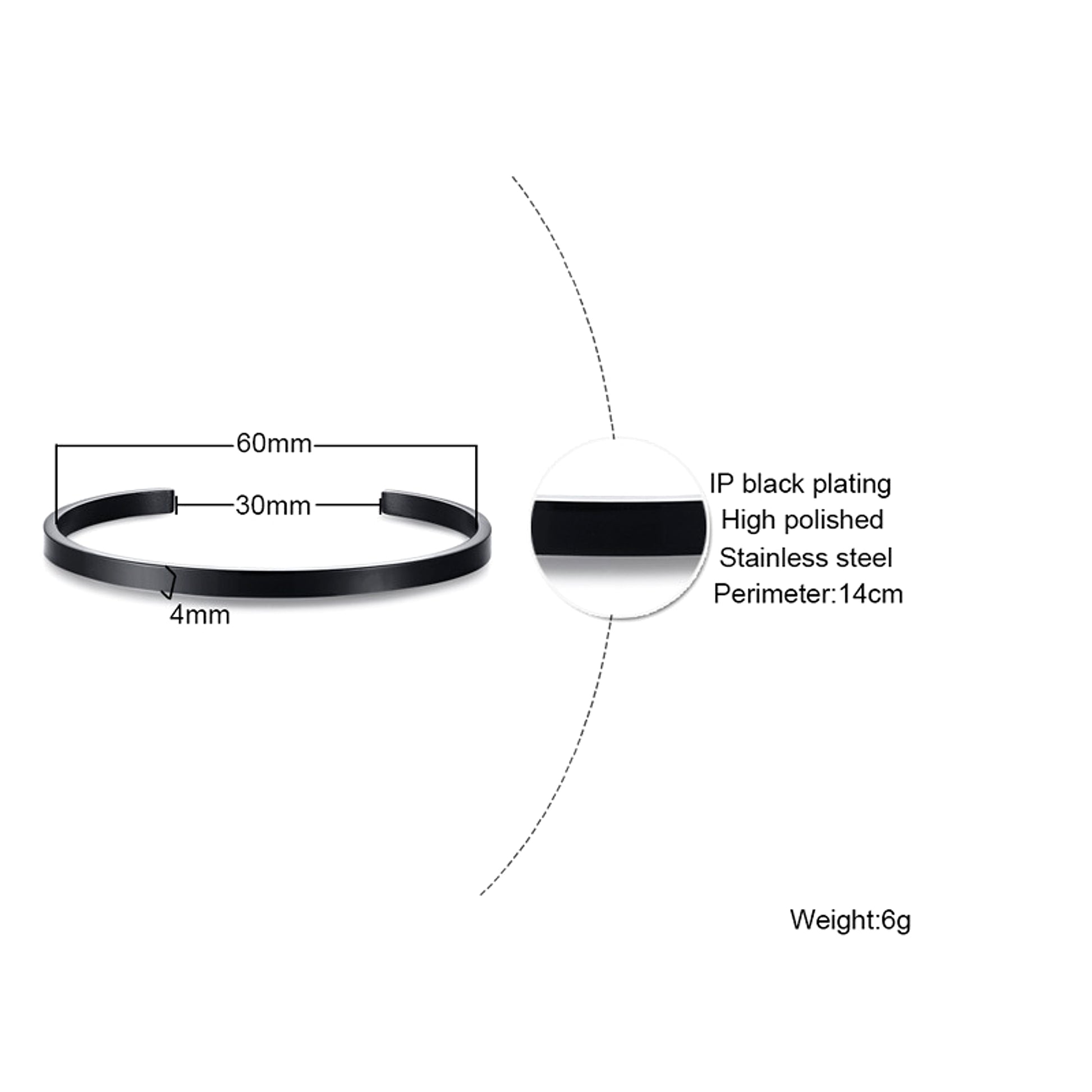Can Be Engraved Light Body Opening Titanium Steel Men's Bracelet - enhanced image 7