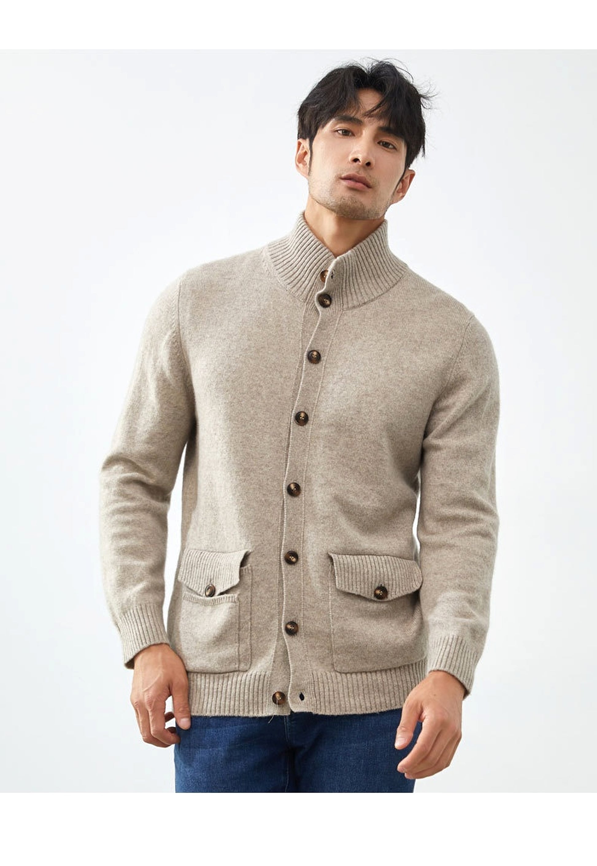 Luxe Knit Cashmere Cardigan for Men - enhanced image 7