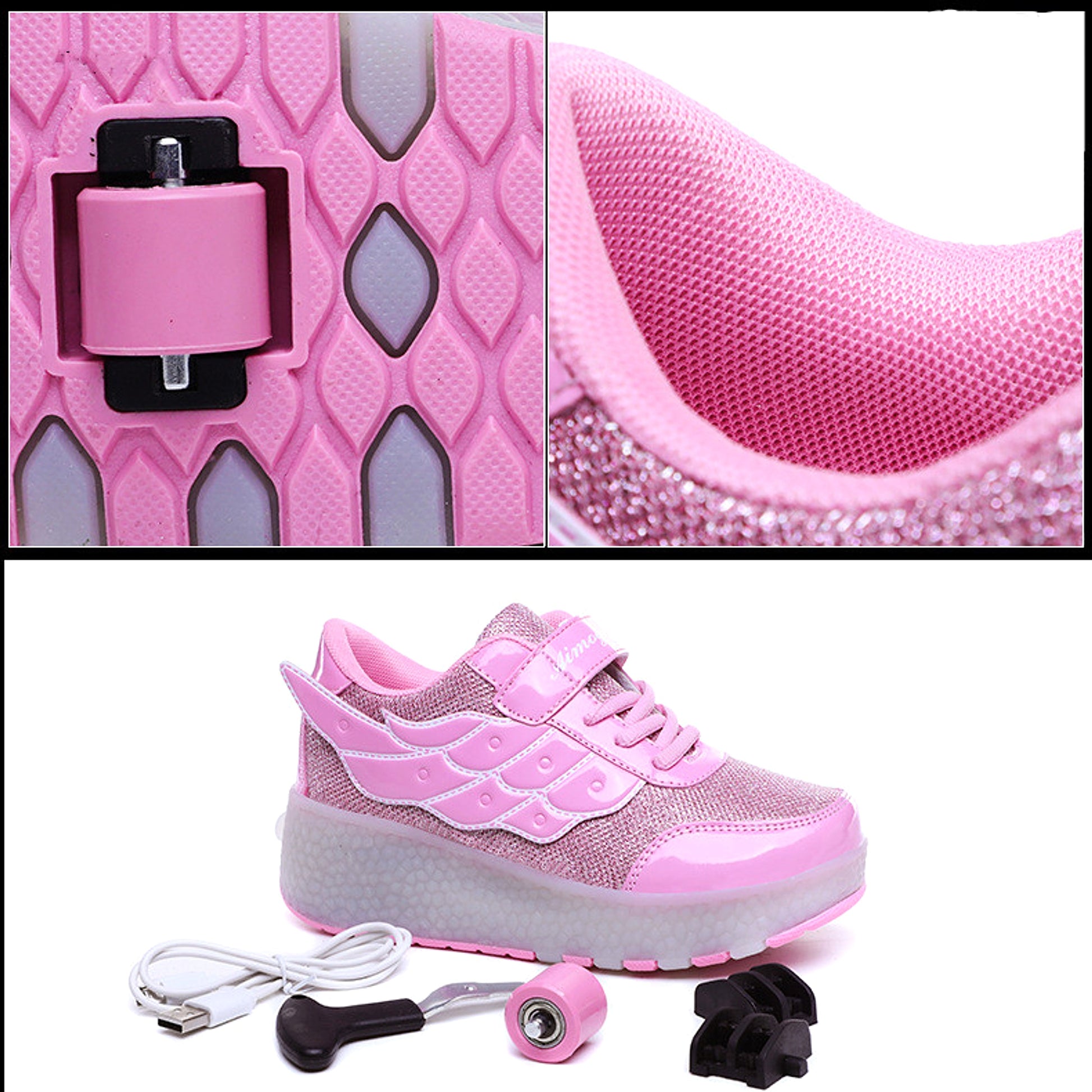 Children's Walking Shoes Teenage roller skates double wheel charging lamp skates flying roller skates sports wheels shoes - enhanced image 7