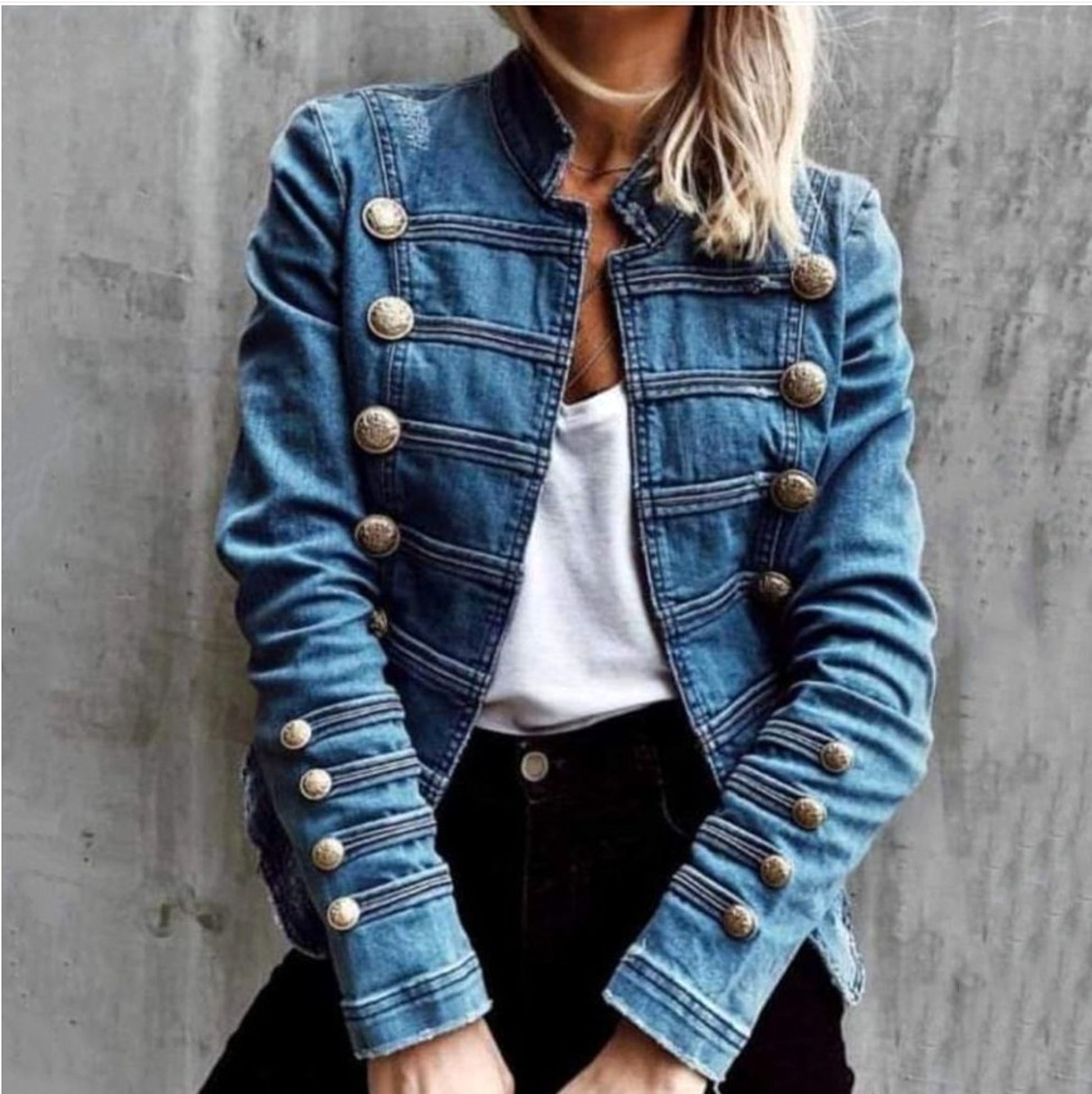 Clinch Disc With Double-breasted Stitching Button Slim Short Jacket - enhanced image 7