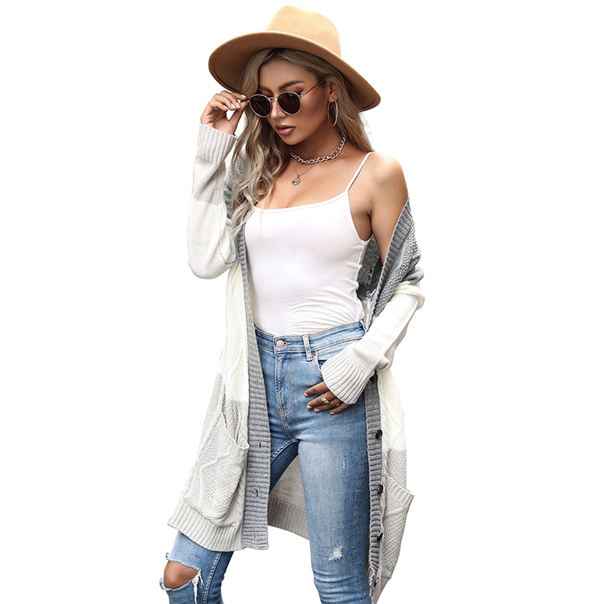 Color Matching Cardigan Sweater Coat Women - enhanced image 7