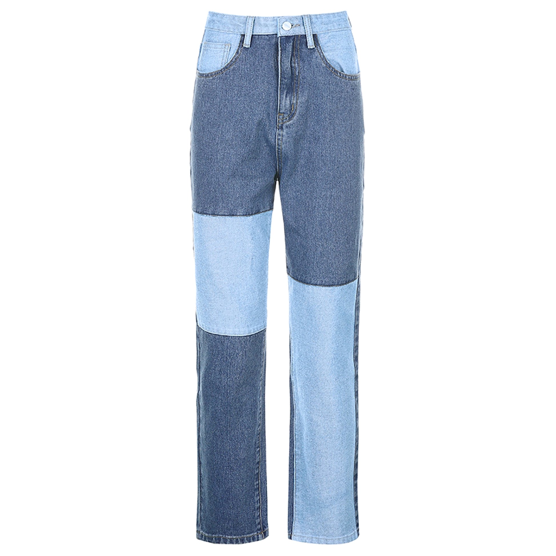 Contrasting Stitching High-rise Straight-leg Jeans Women - enhanced image 7
