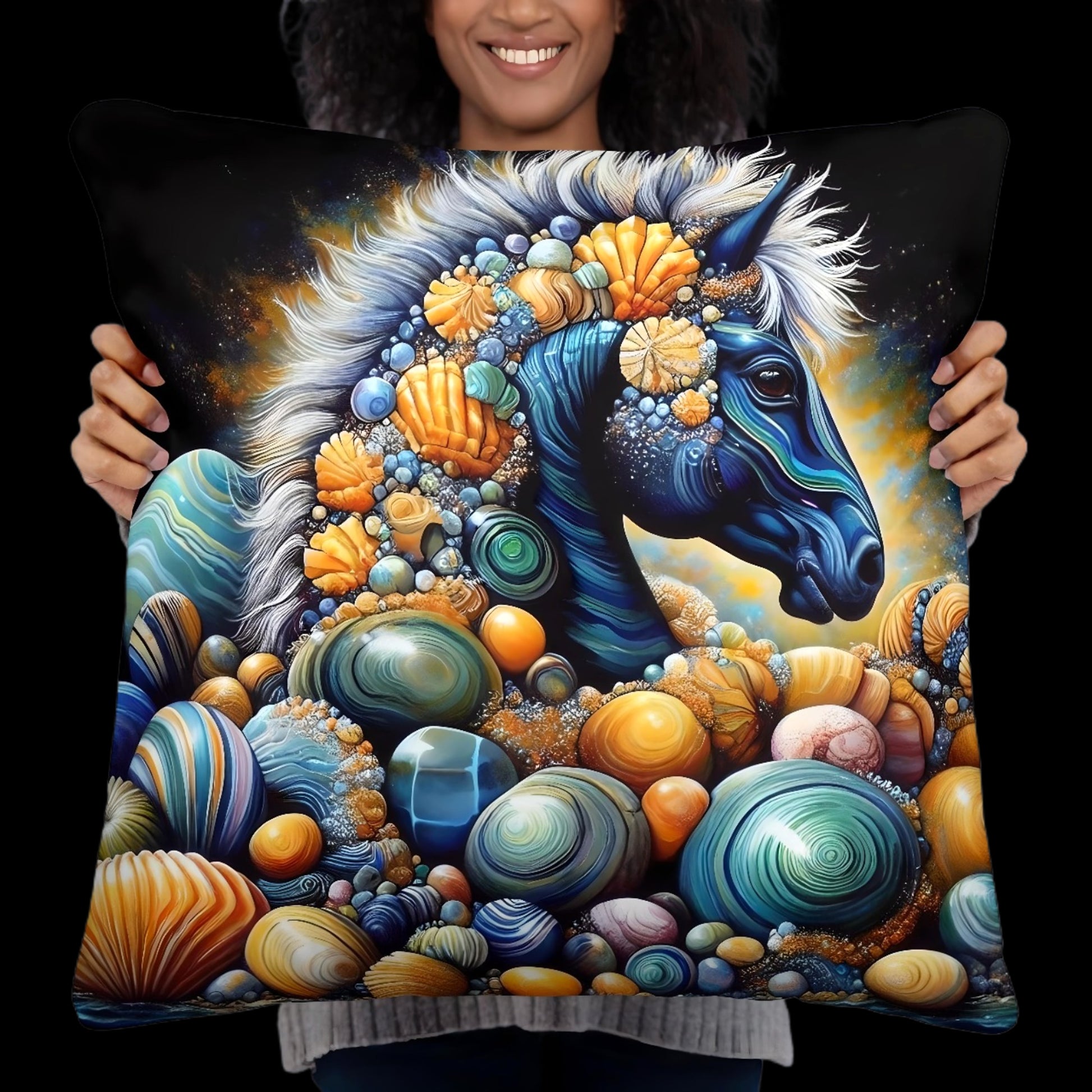 Seahorse Pillow Cushion Ocean Decor | US/EU Warehouse | Nautical Cushion 22 x 22 - enhanced image 7