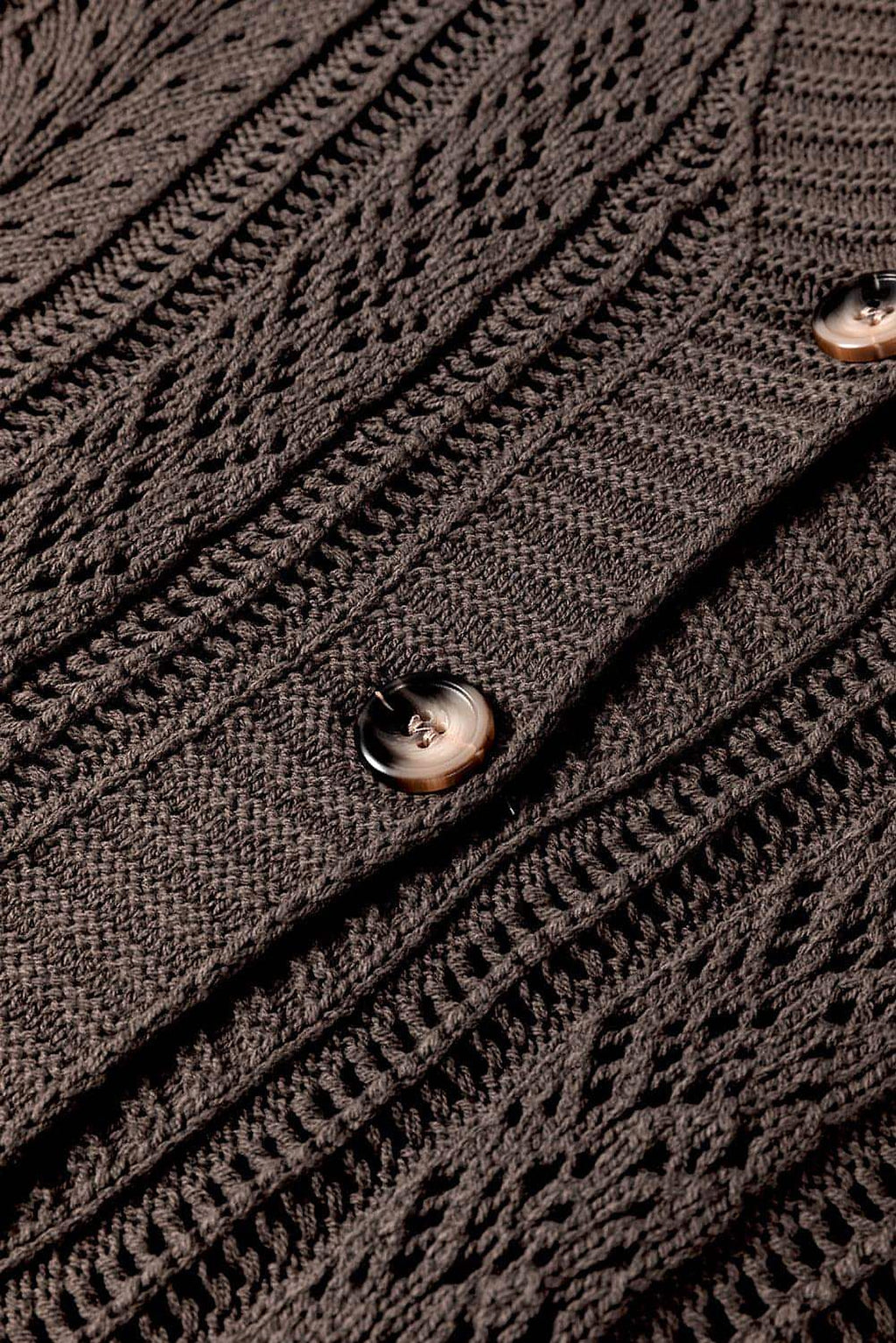 Dark Khaki Open Knit Drop Shoulder Sweater Cardigan - enhanced image 7