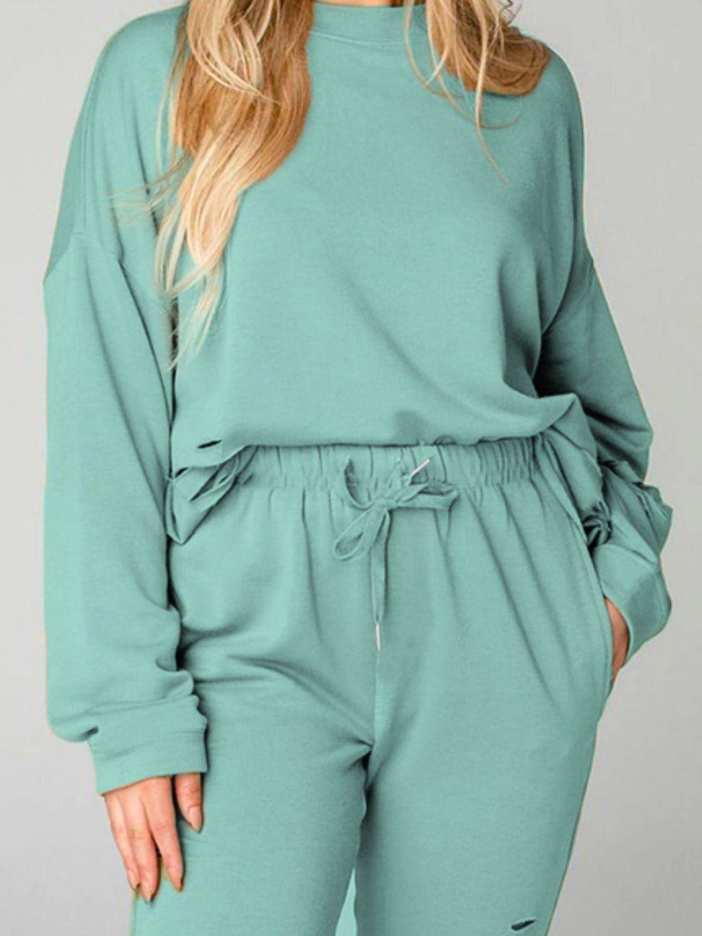 Distressed Sweatshirt and Joggers Set - enhanced image 7