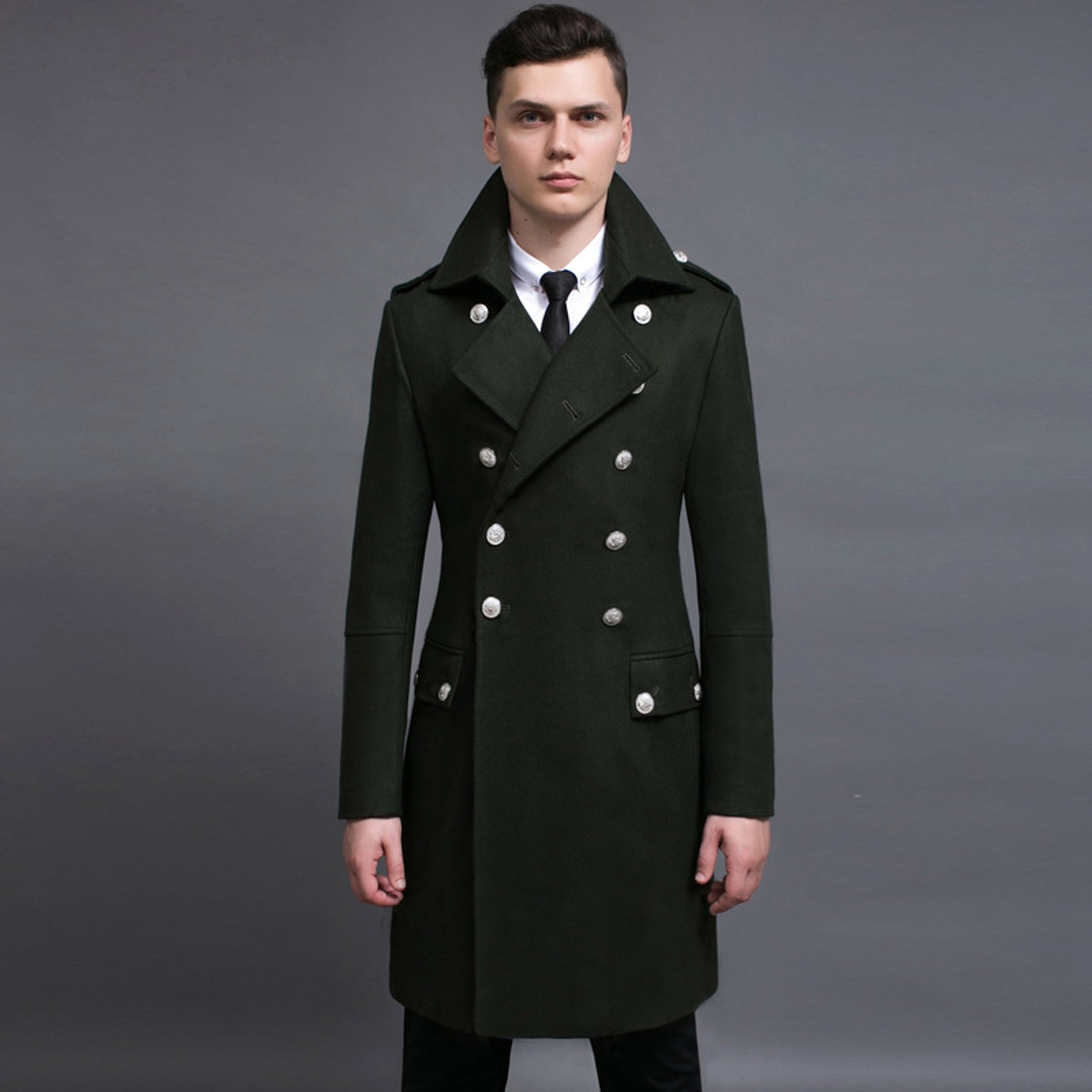 Double-row Retro Woolen Coat Man - enhanced image 7