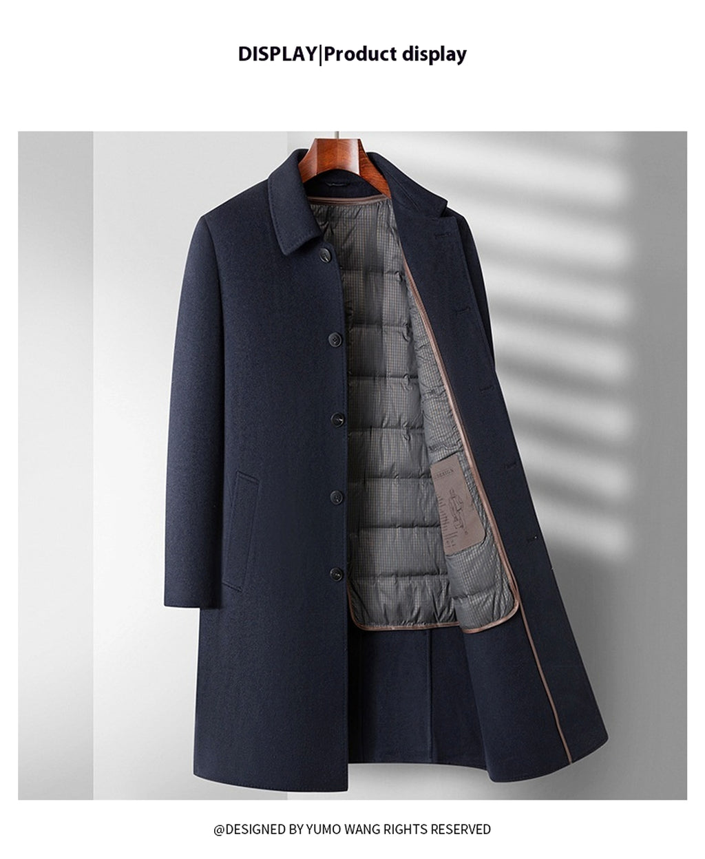 Double-sided Wool Overcoat Men's Winter Down Feather Liner High-end Long Business - enhanced image 7