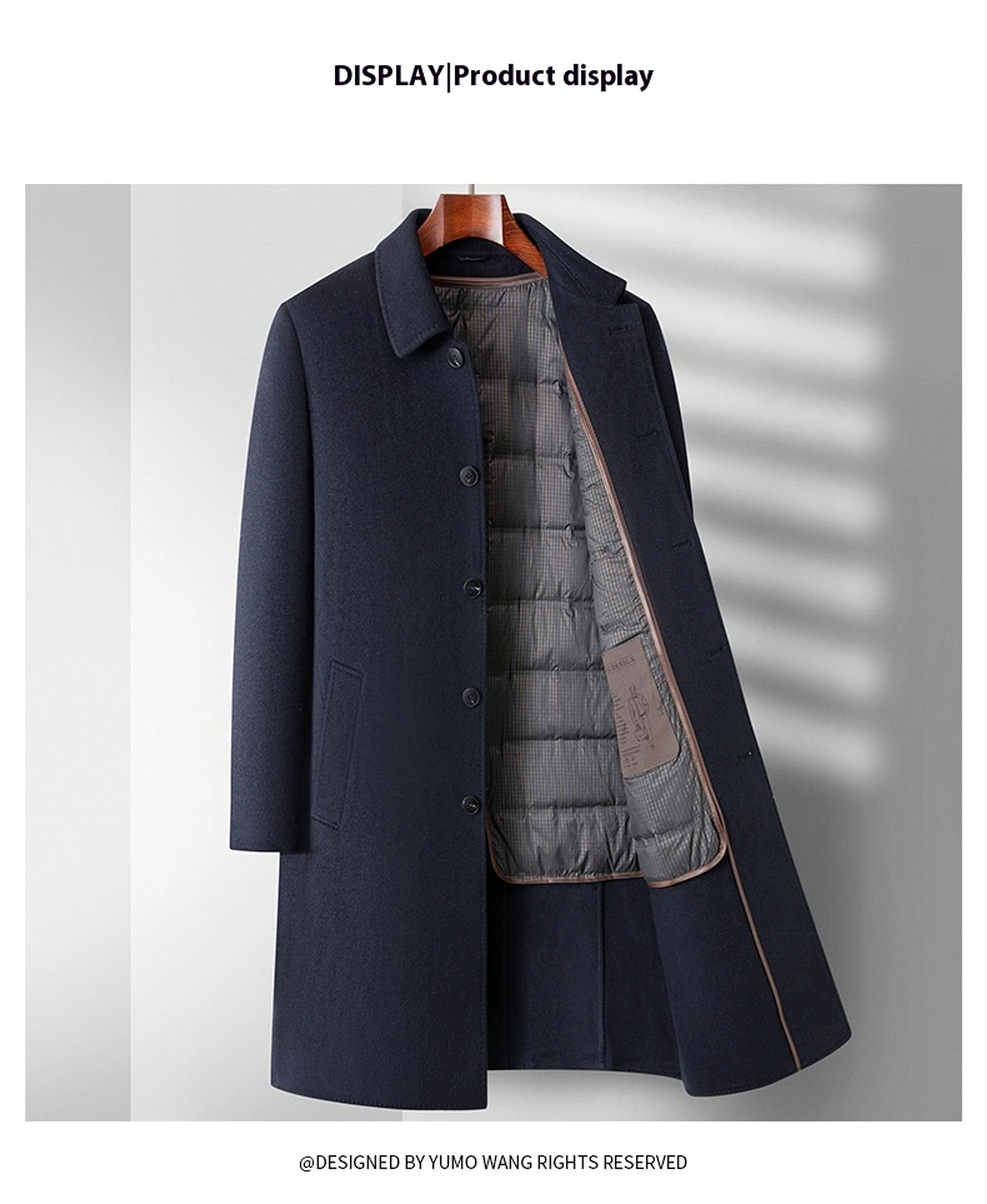 Double-sided Wool Overcoat Men's Winter Down Feather Liner High-end Long Business - enhanced image 7