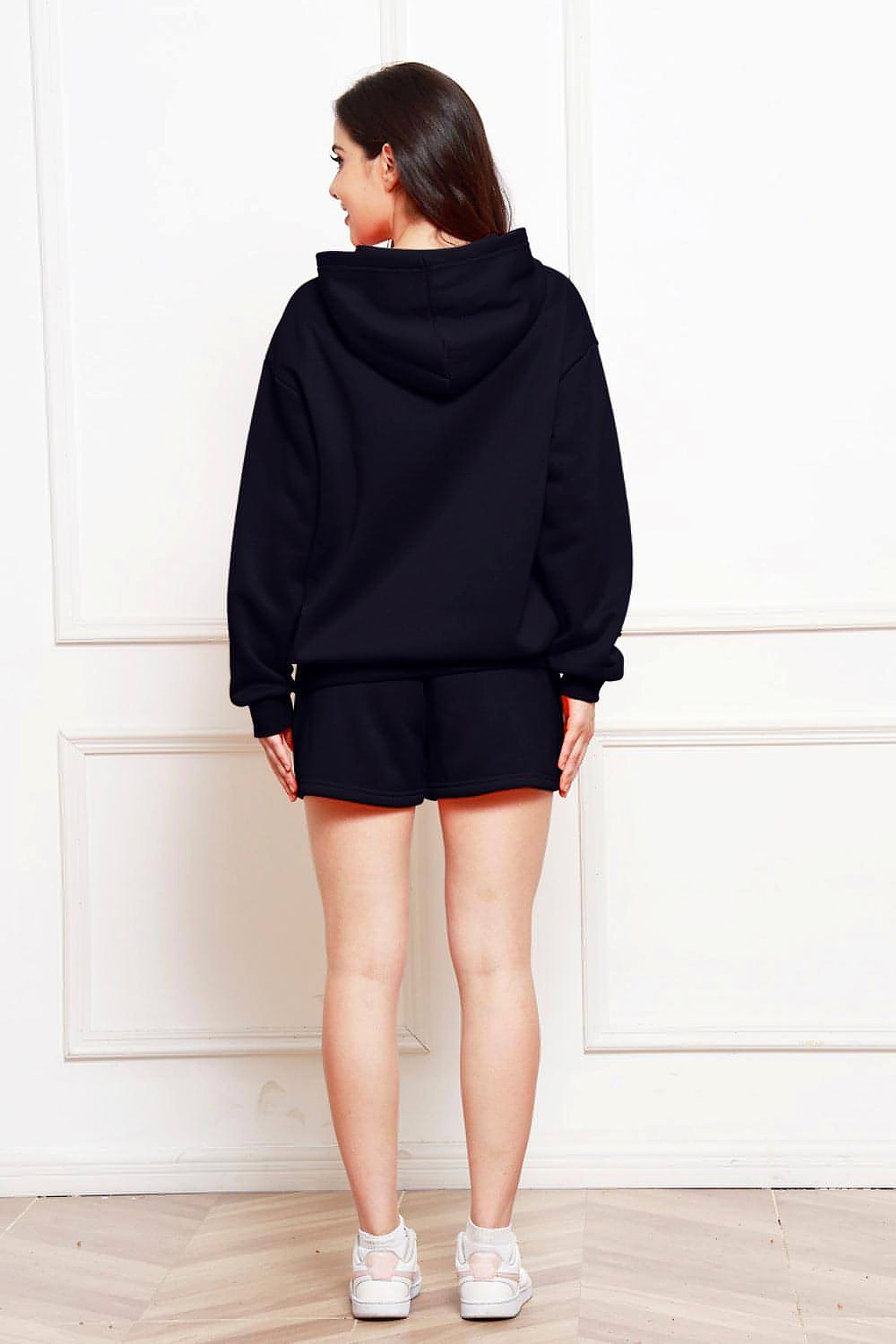 Drop Shoulder Long Sleeve Hoodie and Shorts Set - enhanced image 7