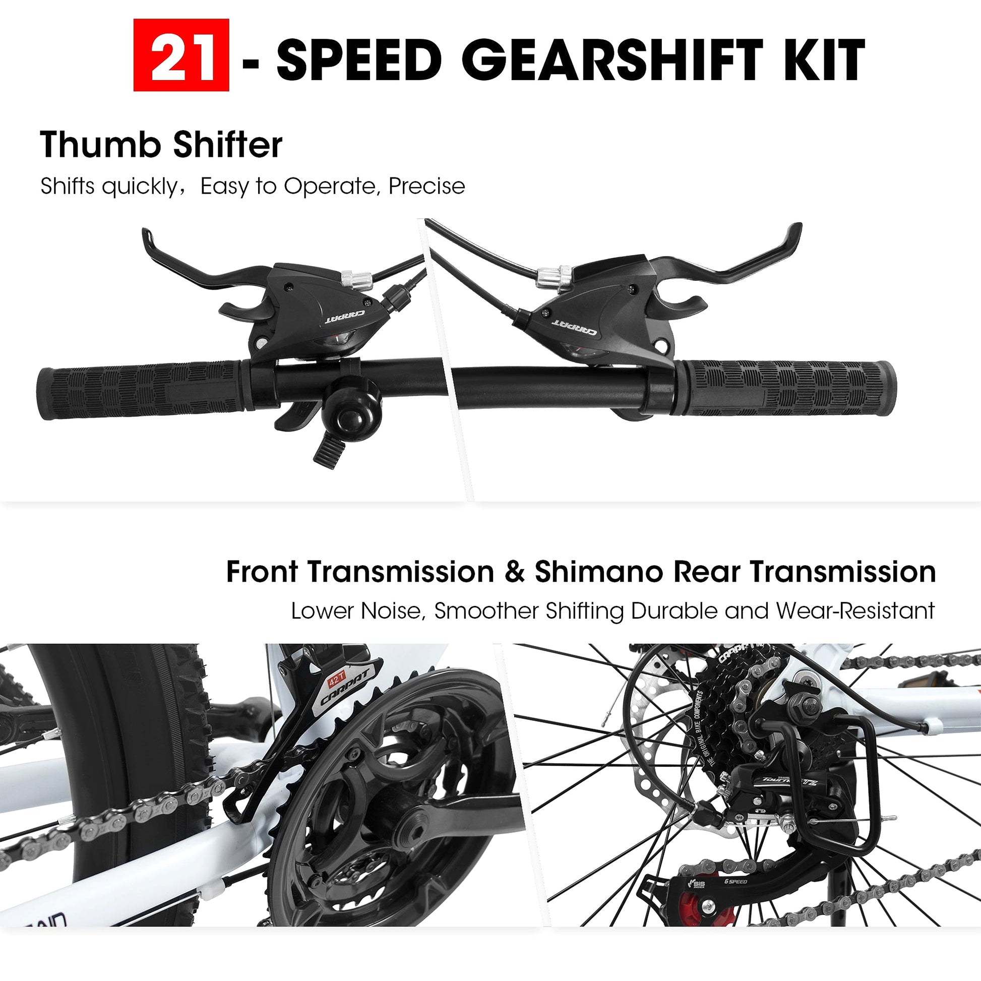 Ecarpat™ MTB - City-Cruizer – 27.5" 21-Speed Mountain Bike (ALUMINIUM Frame) - enhanced image 7