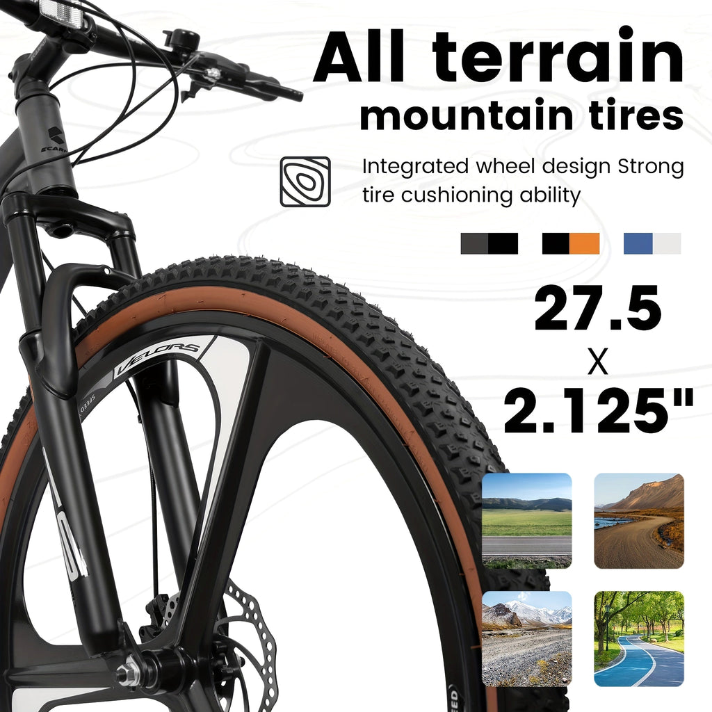 Ecarpat™ Racing MODERNA – 27.5" Hybrid MTB (21-Speed, Dual Disc, Black-Orange) - enhanced image 7