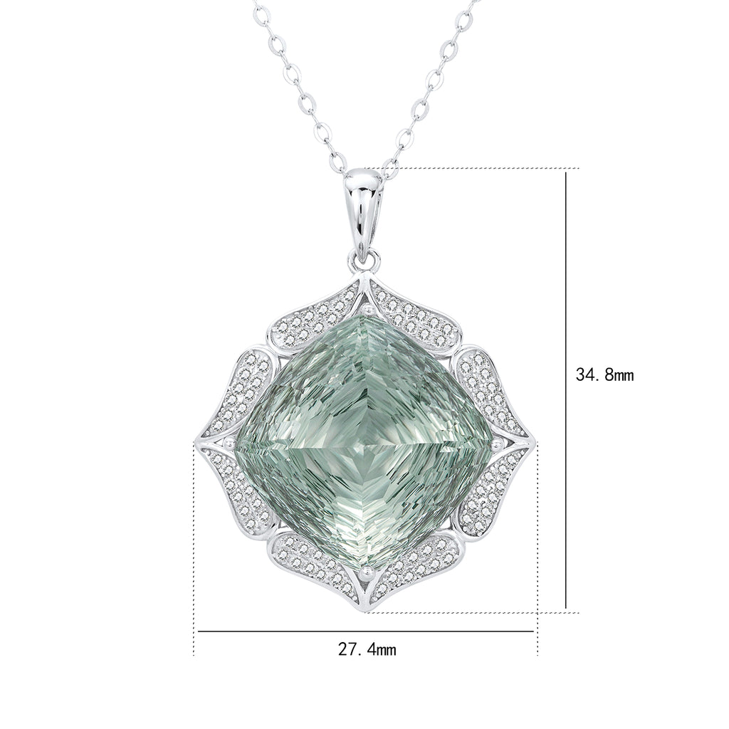 European And American Entry Lux Sweater S925 Silver Inlay Large Natural Green Crystal Pendant - enhanced image 7