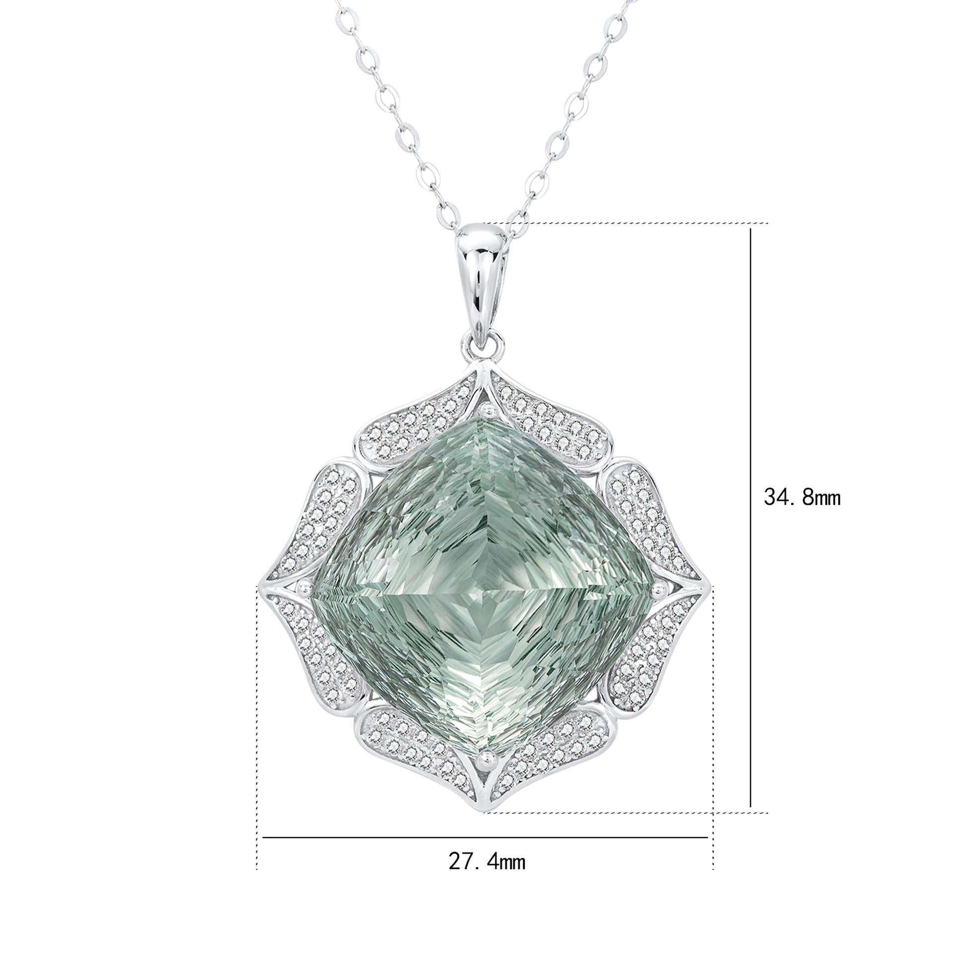 European And American Entry Lux Sweater S925 Silver Inlay Large Natural Green Crystal Pendant - enhanced image 7
