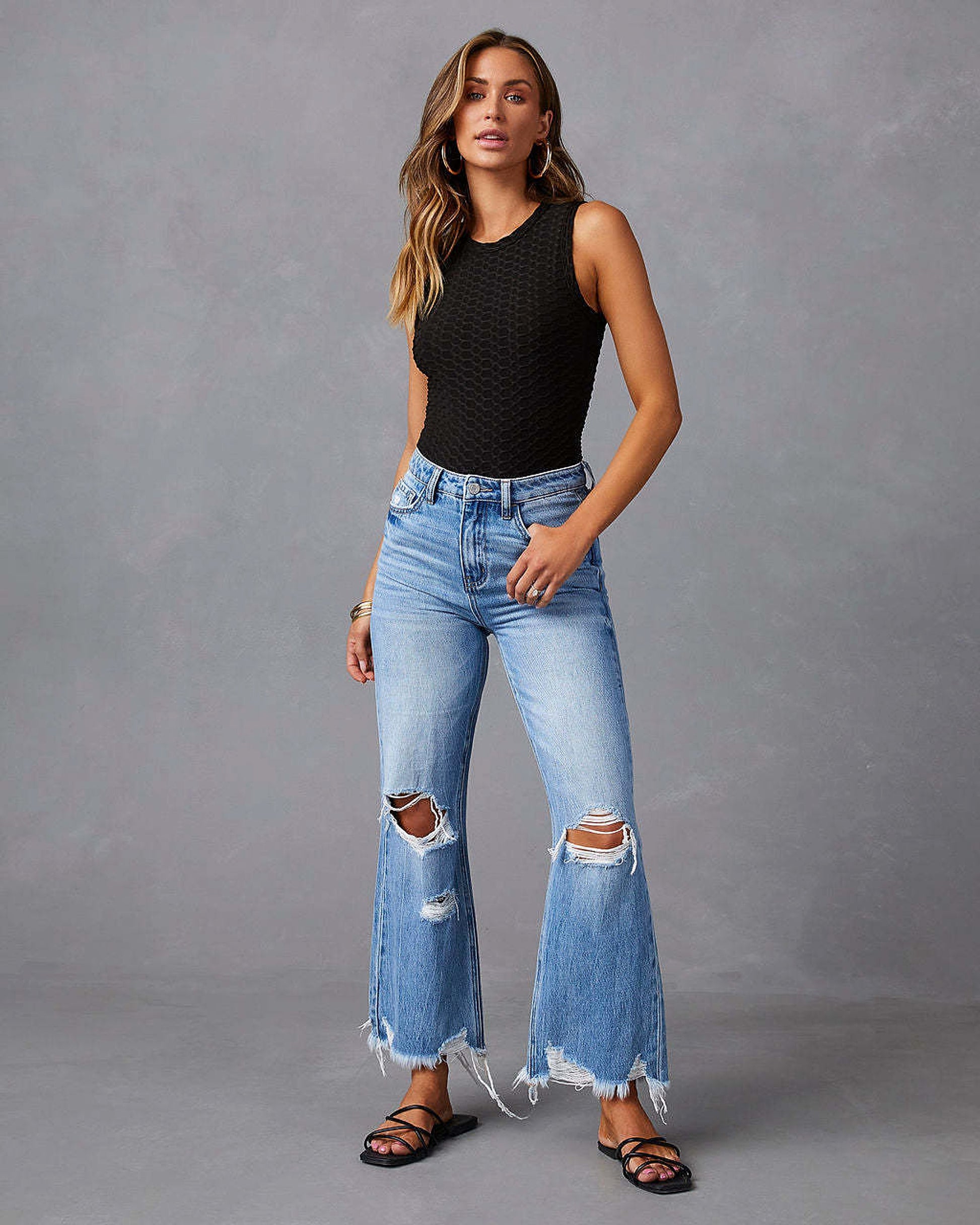 SkyFade™ – Ripped Wide-Leg High Waist Jeans - enhanced image 7